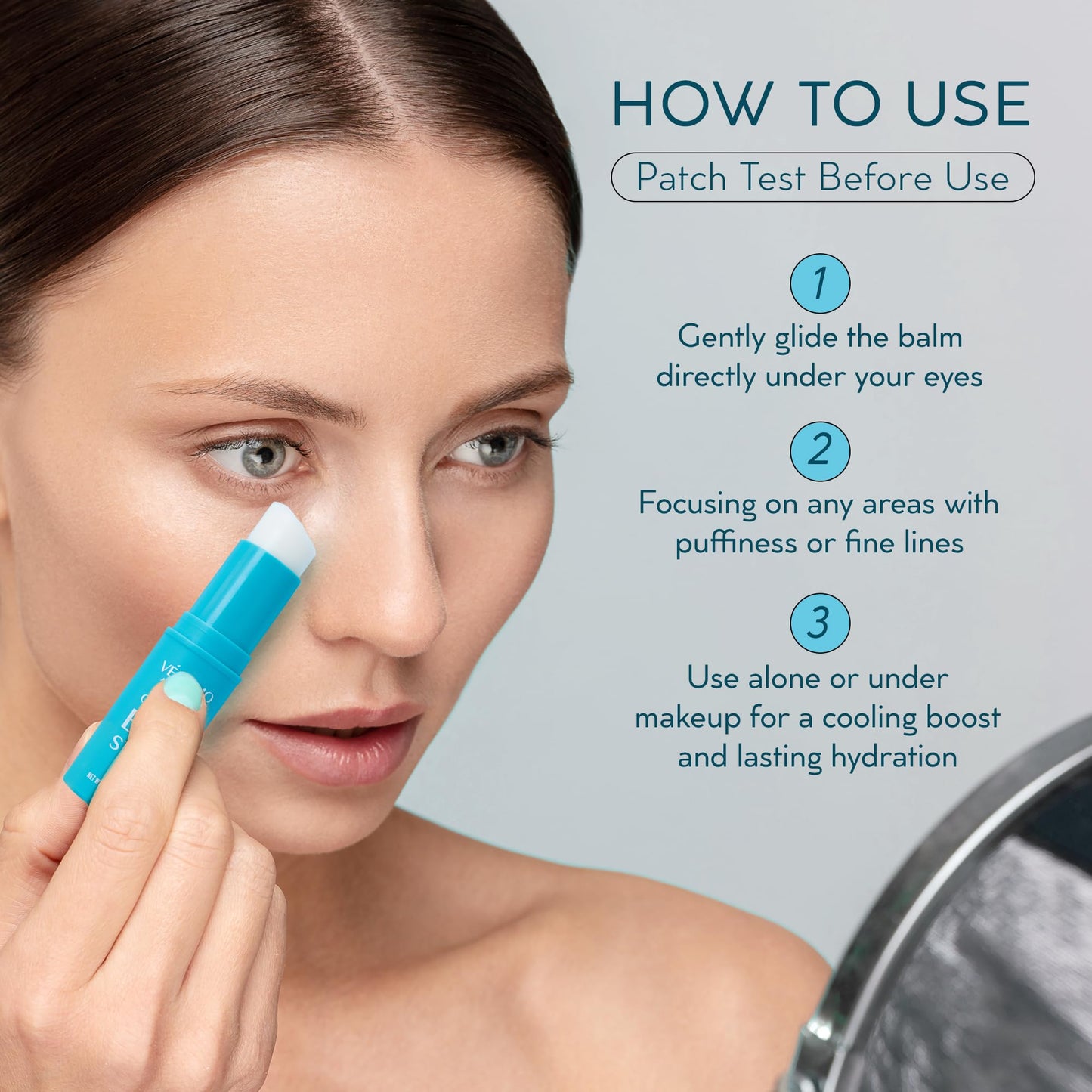 Cooling Eye Balm Stick with Caffeine – Under Eye Treatment for Dark Circles, Puffiness & Bags, Hydrating with Hyaluronic Acid, On-the-Go 0.35 oz