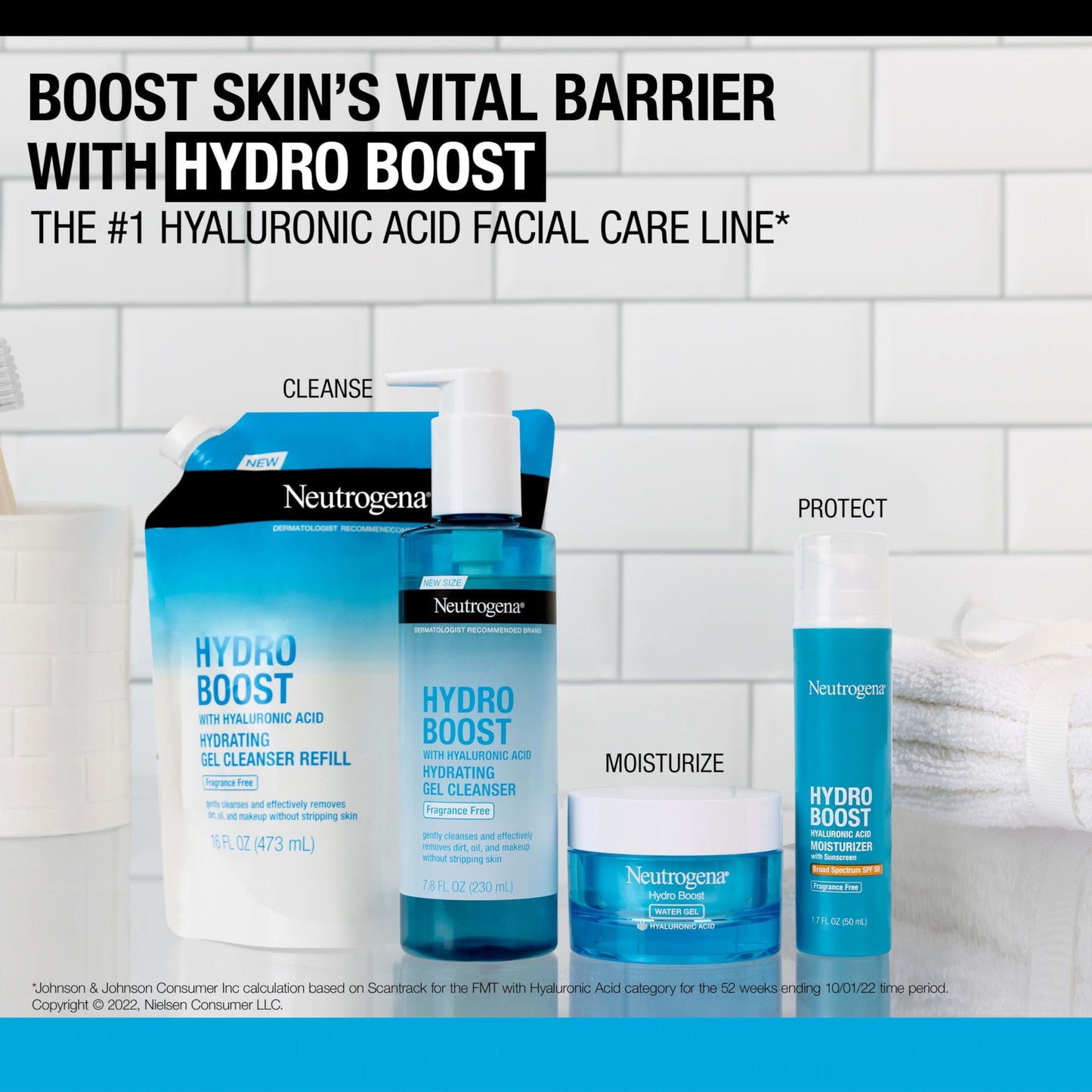 Neutrogena Hydro Boost Fragrance-Free Hydrating Gel Cleanser with Hyaluronic Acid – Daily Foaming Face Wash & Makeup Remover, 16 fl. oz Refill