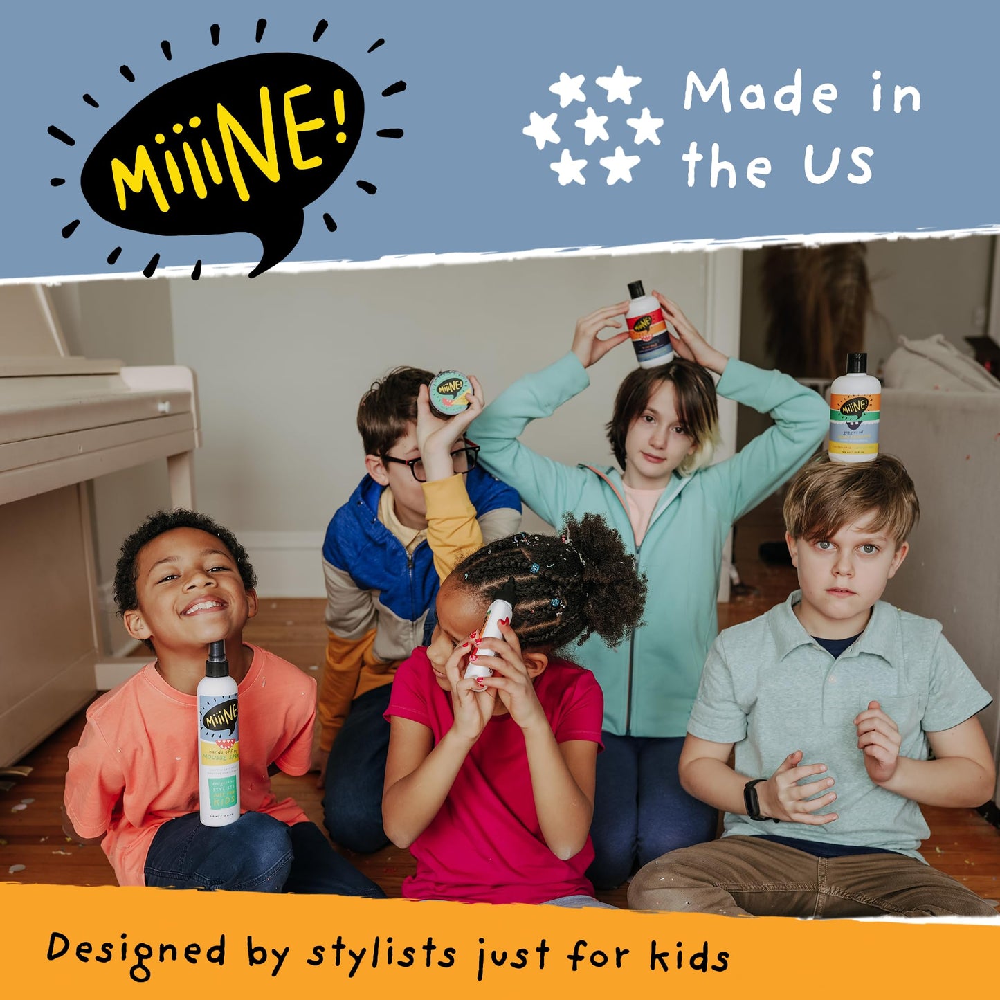 MiiiNE! 12oz Kids Shampoo and Conditioner 3 In 1 Apple Scented Body Wash with Gentle Formula - Gluten Free Made Cruelty Free in USA By Stylists