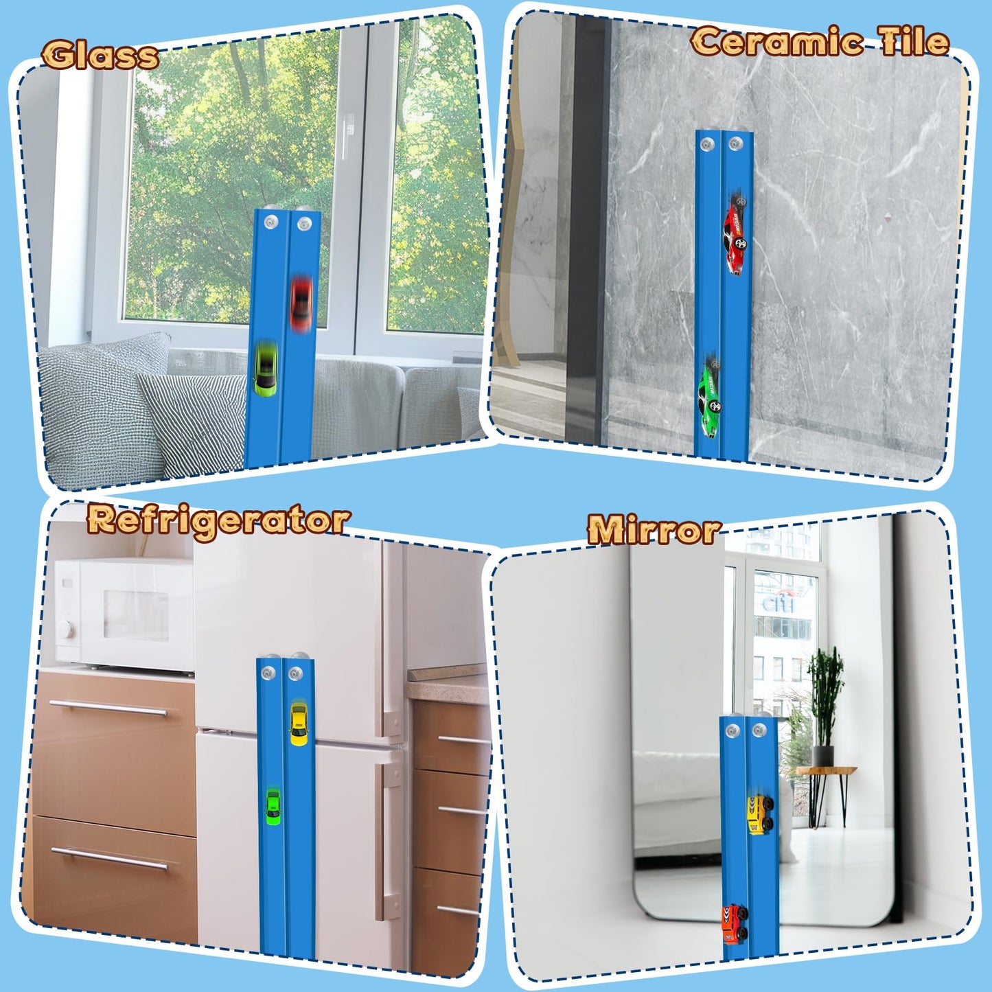 Flex Track 15 Ft Starter Set, Flexible Race Car Ramp Track for Ages 3 & Up with Suction Cups Compatible with Diecast 1/64th Cars