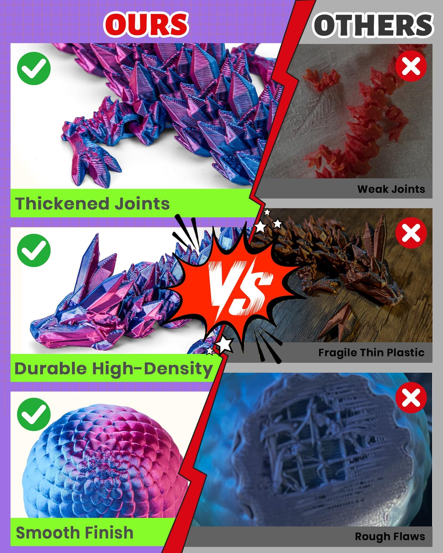 TBOLINE 12" 3D Printed Dragon Egg Toy – Articulated Crystal Dragon, Fidget & Dinosaur Egg for Kids Boys & Girls Ages 4-12