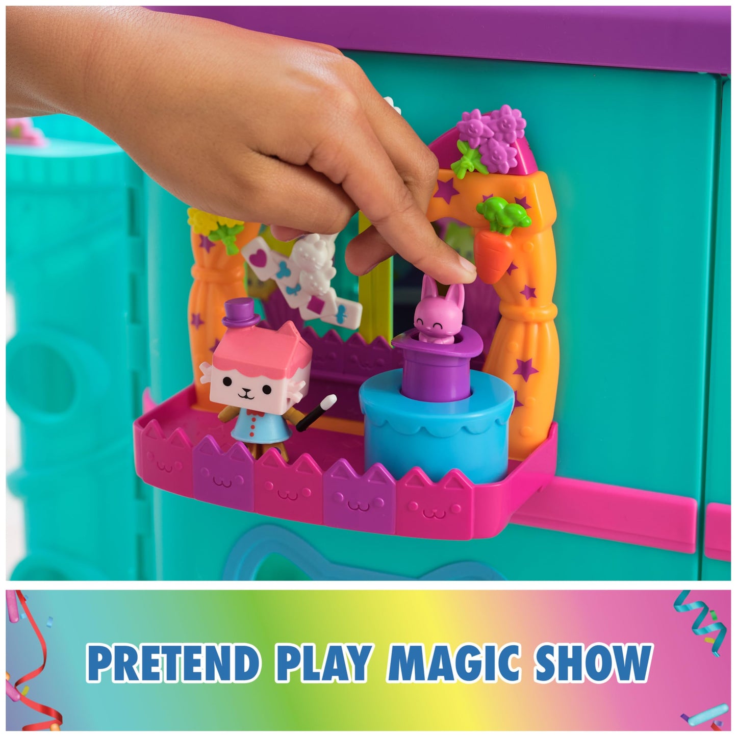 Gabby's Dollhouse, Baby Box Talent Show Balcony Playset, 8-Pcs with Toy Figures, Doll House Accessories & Sensory Play, Kids Toys for Girls & Boys 3+