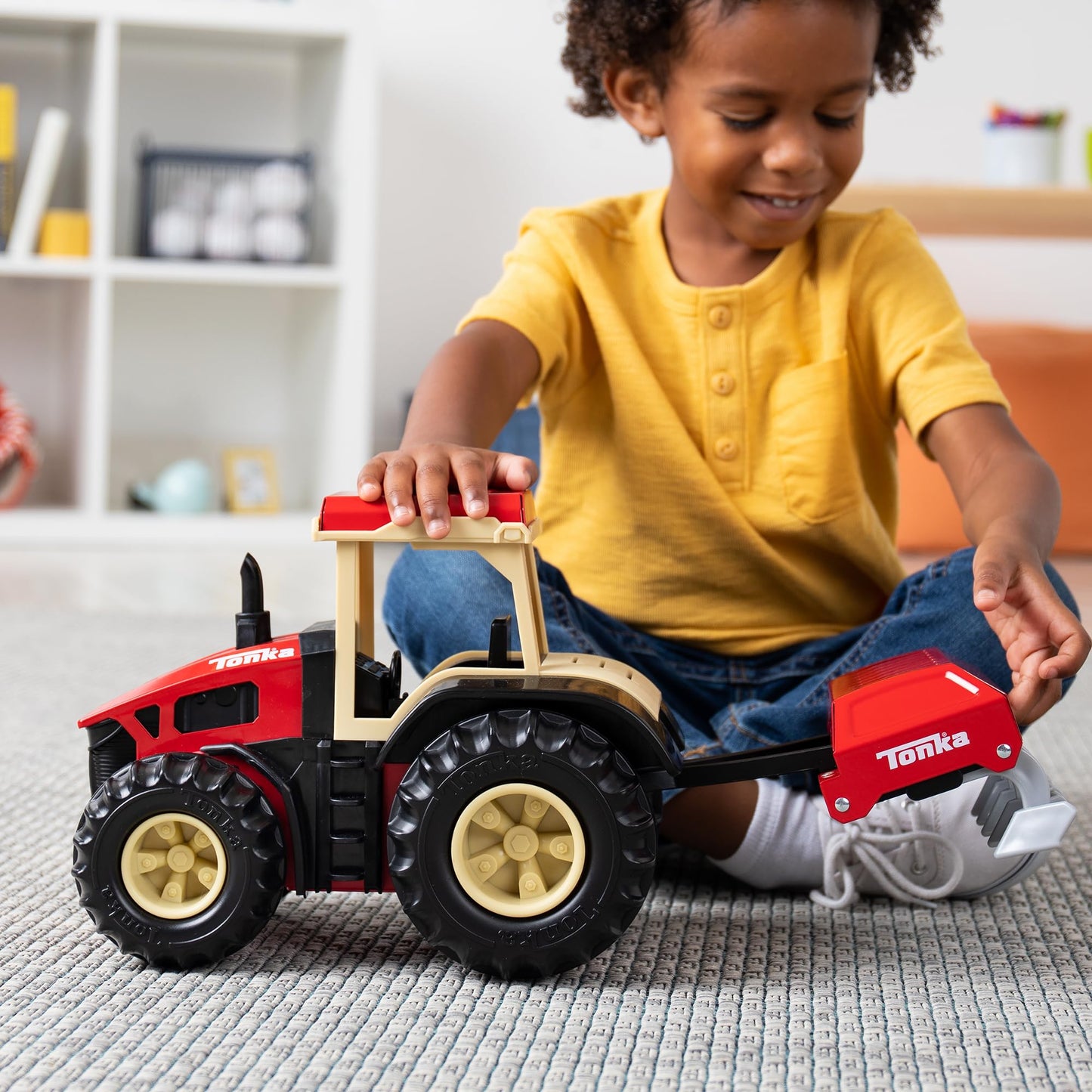 Tonka Steel Classics Farm Tractor & Plow – Red Steel & Plastic Toy Truck for Toddlers 3+, Boys & Girls, Birthday & Holiday Gift