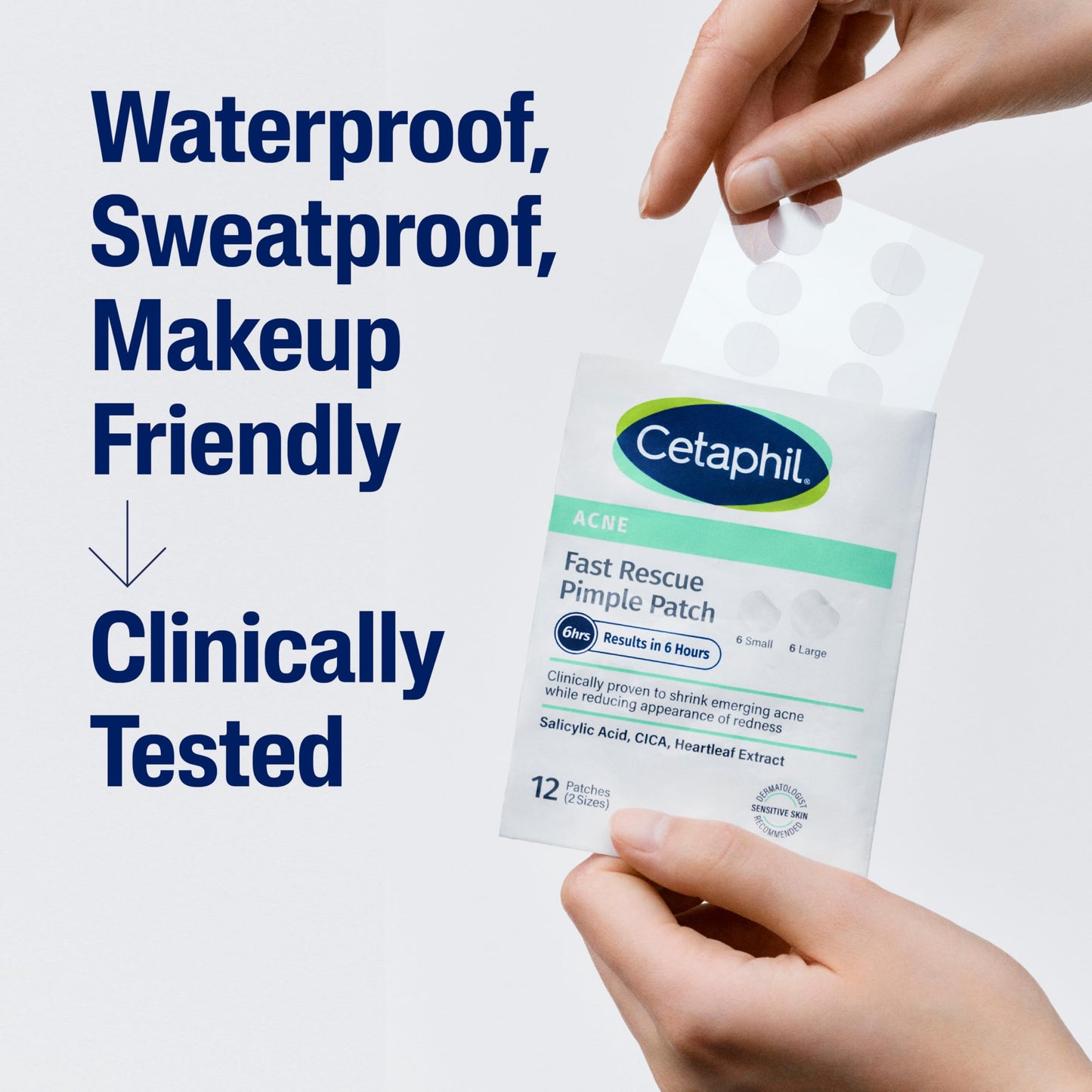 Cetaphil Acne Patches for Sensitive Skin – Salicylic Acid, CICA & Heartleaf Extract, Reduces Pimples in 6 Hours, 24 Count