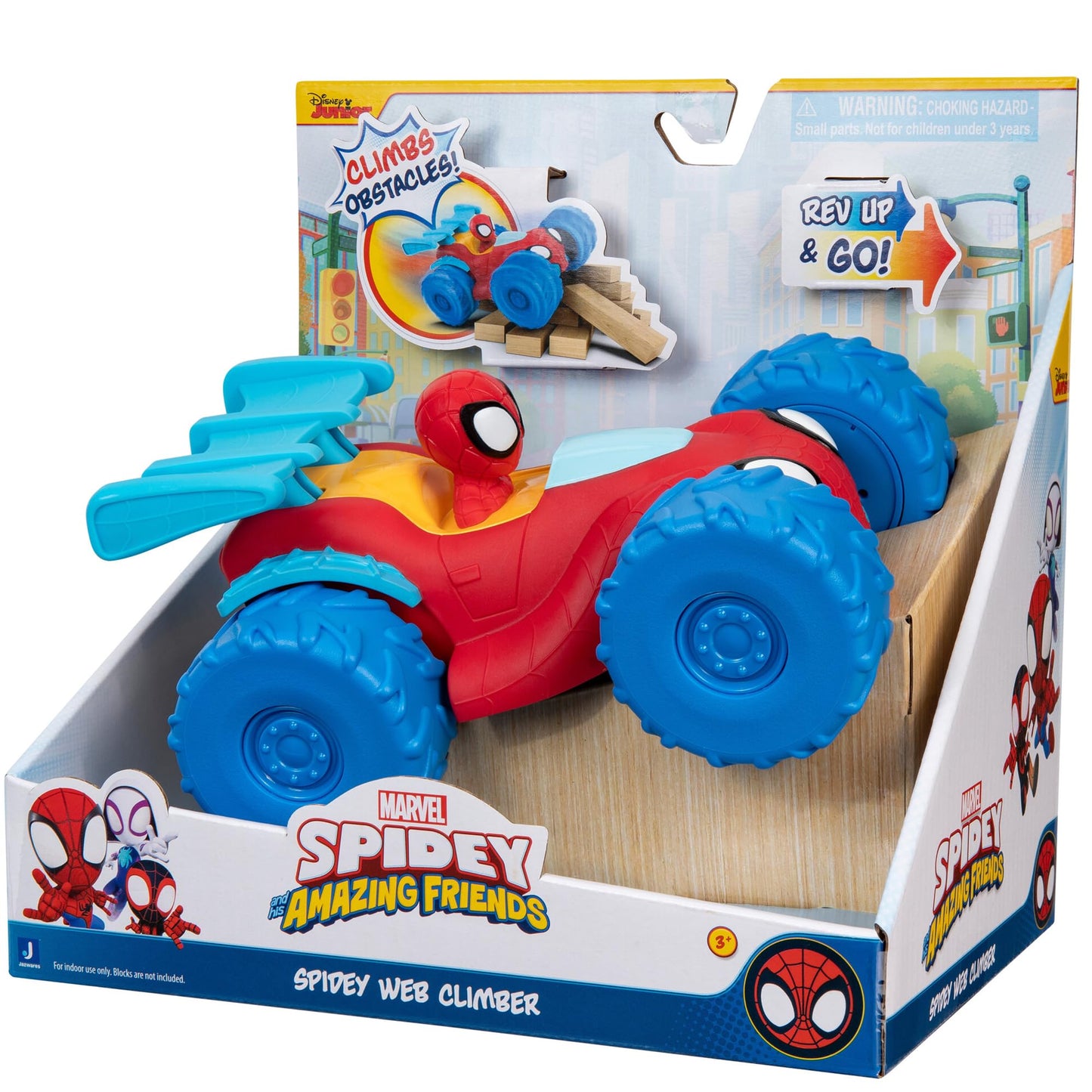 Jazwares Marvel Spidey and His Amazing Friends Marvel Spidey Web Climber - 7-Inch Rev Up Motor Vehicle That Climbs Obstacles