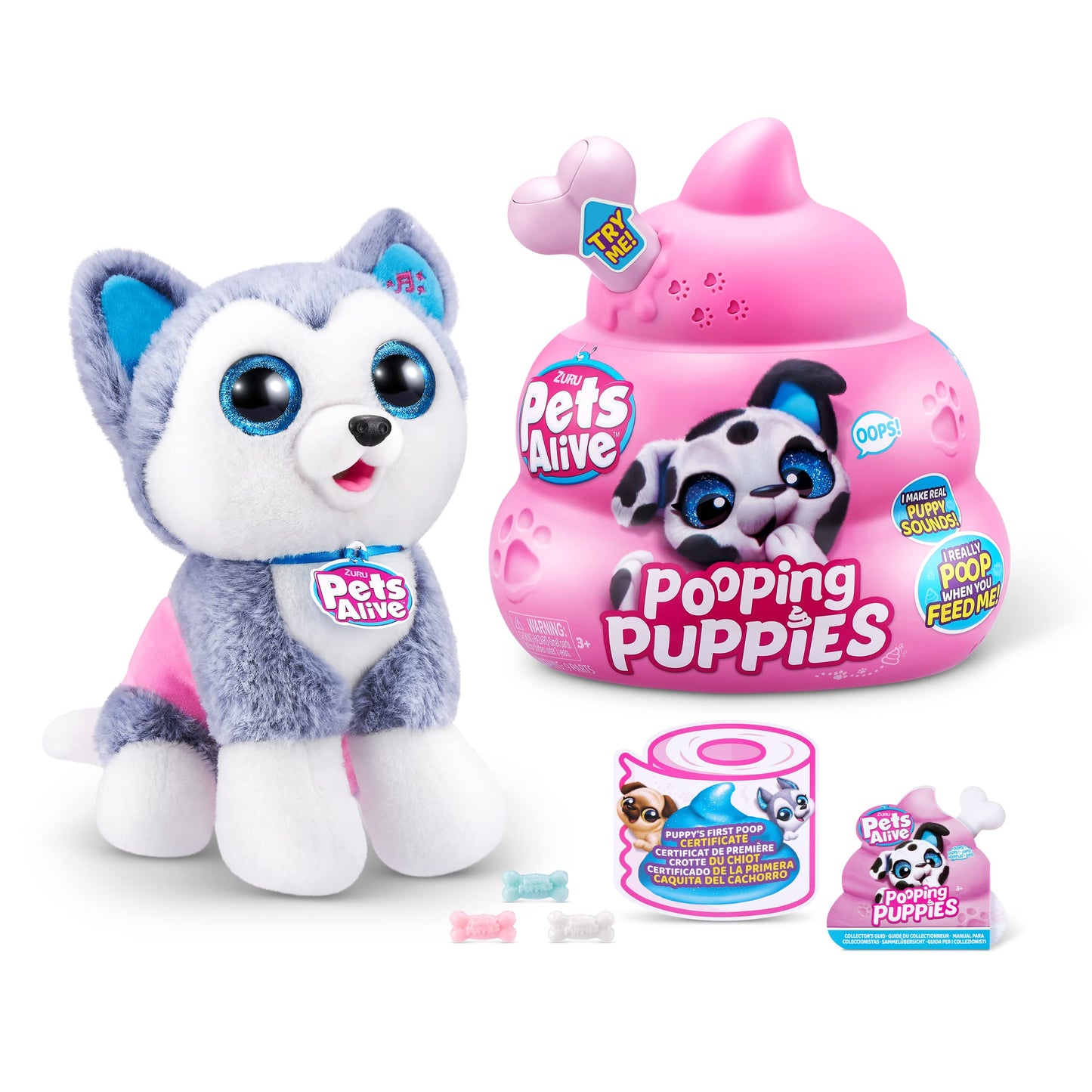 Pets Alive Pooping Puppies Husky by ZURU – Ultra Soft Interactive Plush Puppy Toy for Kids, Fun Surprise Electronic Pet
