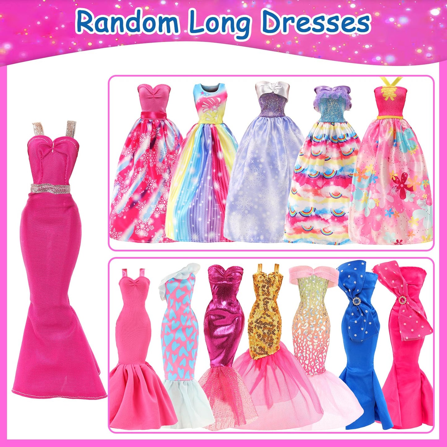 BARWA 70-Piece Doll Clothes & Accessories Set for 11.5" Dolls – Dresses, Tops, Pants, Swimsuits, Shoes, Hangers & Mini Accessories