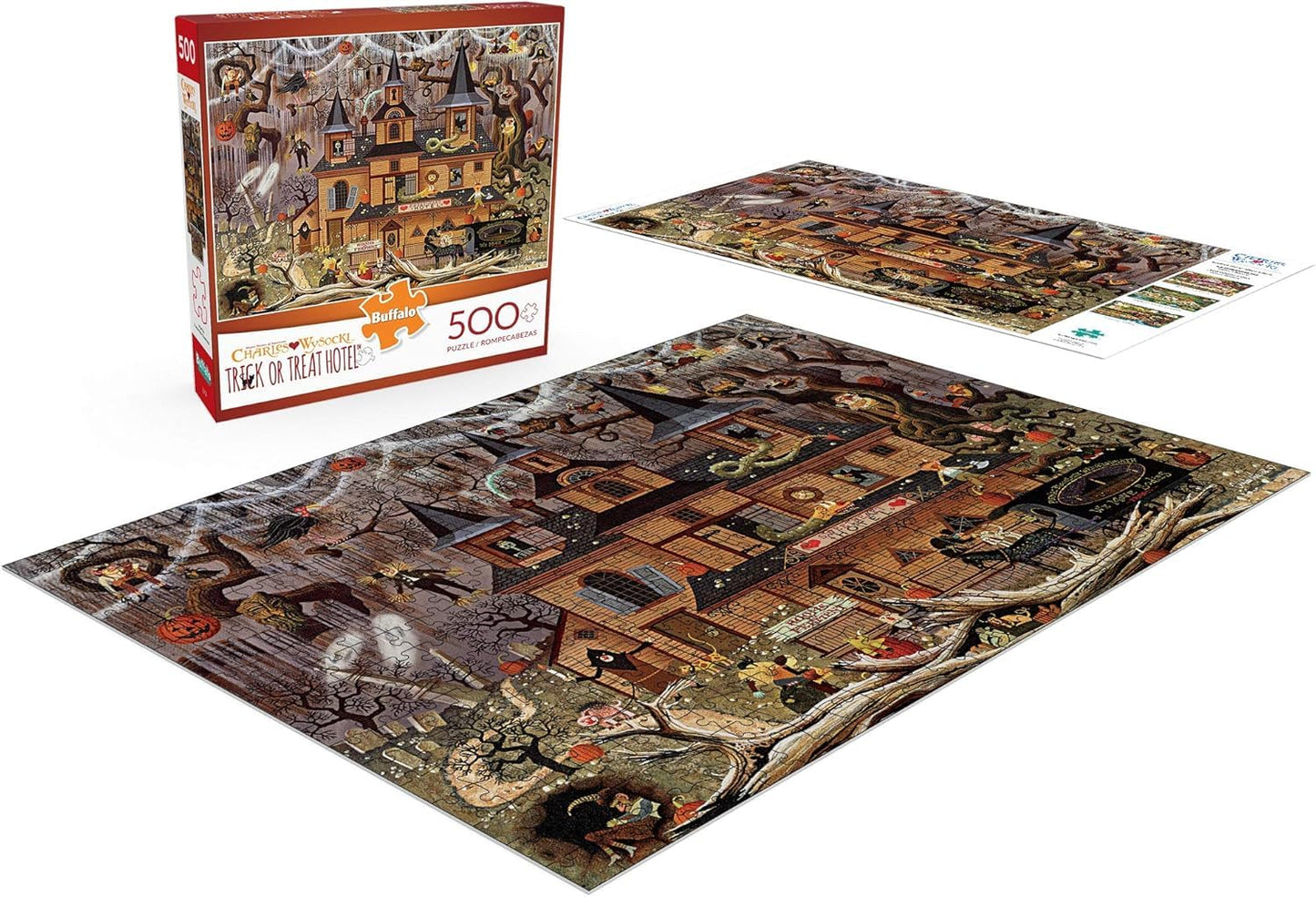 Buffalo Games Charles Wysocki Trick or Treat Hotel 500-Piece Jigsaw Puzzle – Challenging Adult Puzzle, Perfect for Game Nights, 21.25"x15"