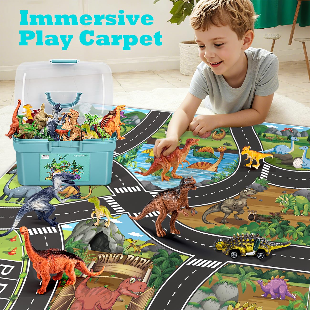 Kiddiworld Dinosaur Toys for Toddlers & Kids 2-7 – Dino Figures with Play Mat, Birthday & Christmas Gift for Boys & Girls