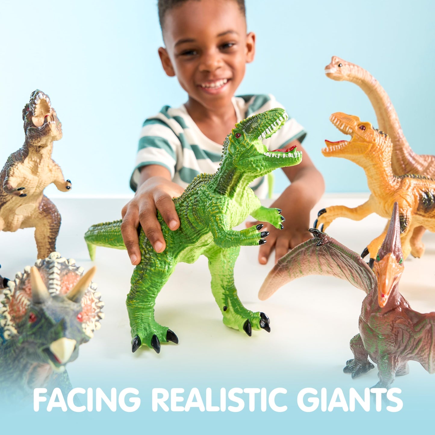 JOYIN 6-Piece Large Soft Dinosaur Toy Set for Toddlers with Educational Book – Realistic Dino Figures for Boys & Girls Ages 1-5