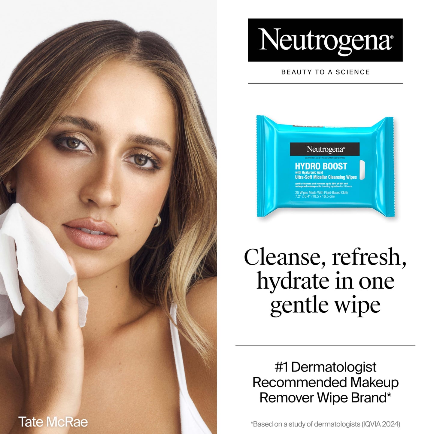 Neutrogena Hydro Boost Micellar Cleansing Wipes with Hyaluronic Acid – Hydrating Makeup Remover for Waterproof Makeup, Hypoallergenic, 2 x 25 ct