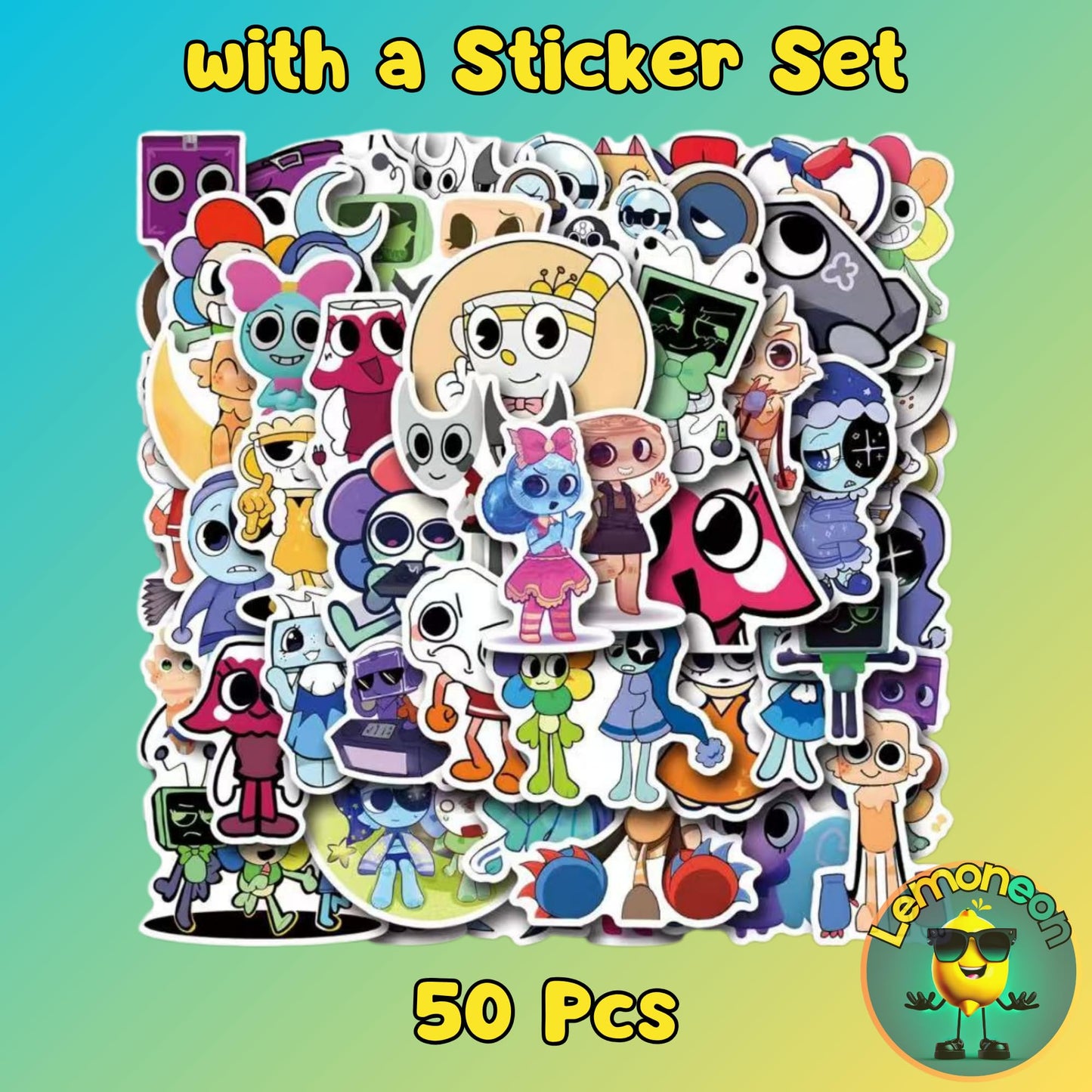 Lemoneon Dandy's World Plush 11" Vee Plush Stuffed Figure Pillow for Video Game Fans Room Decor with a Sticker Set