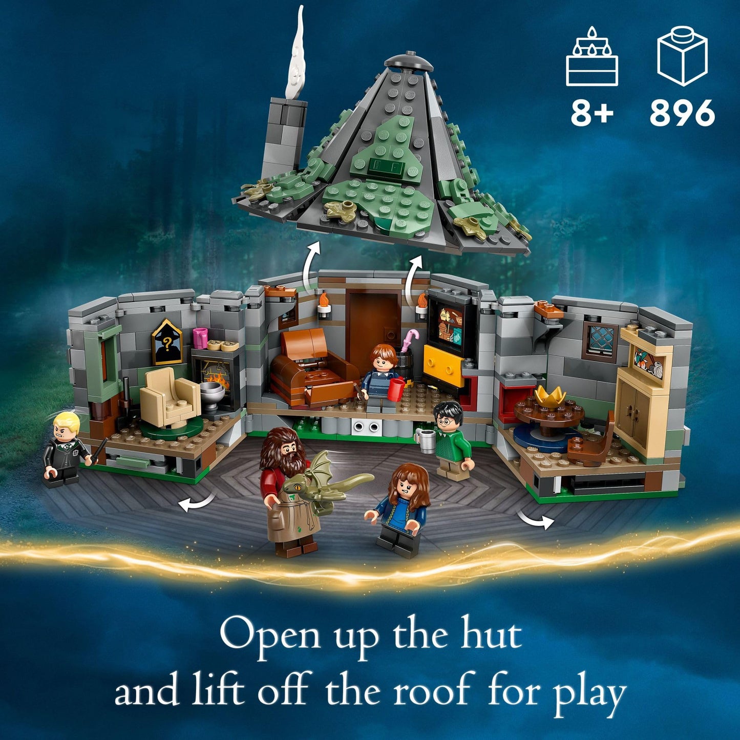 LEGO Harry Potter Hagrid's Hut: An Unexpected Visit Building Set – Includes 7 Minifigures, Buildable Hut & Baby Dragon Toy for Kids Ages 8+, 76428