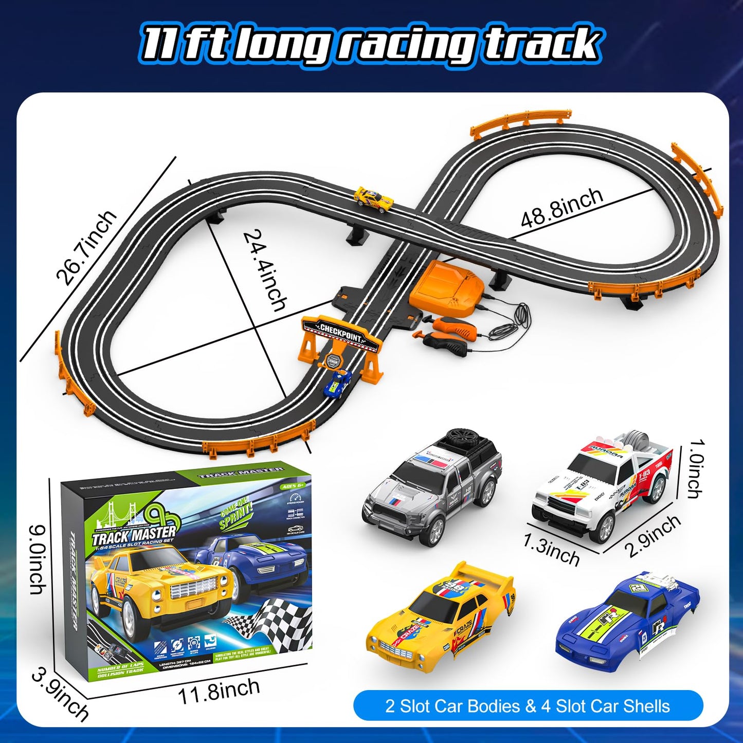 High-Speed Slot Car Race Track Set for Kids – 2 Cars, Dual Racing, Battery/Electric, Lap Counter, Toys for Boys & Girls Ages 4-12