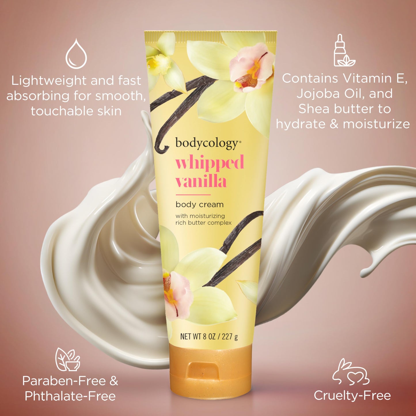 Bodycology Shea Butter Body Cream, Whipped Vanilla, 8 oz