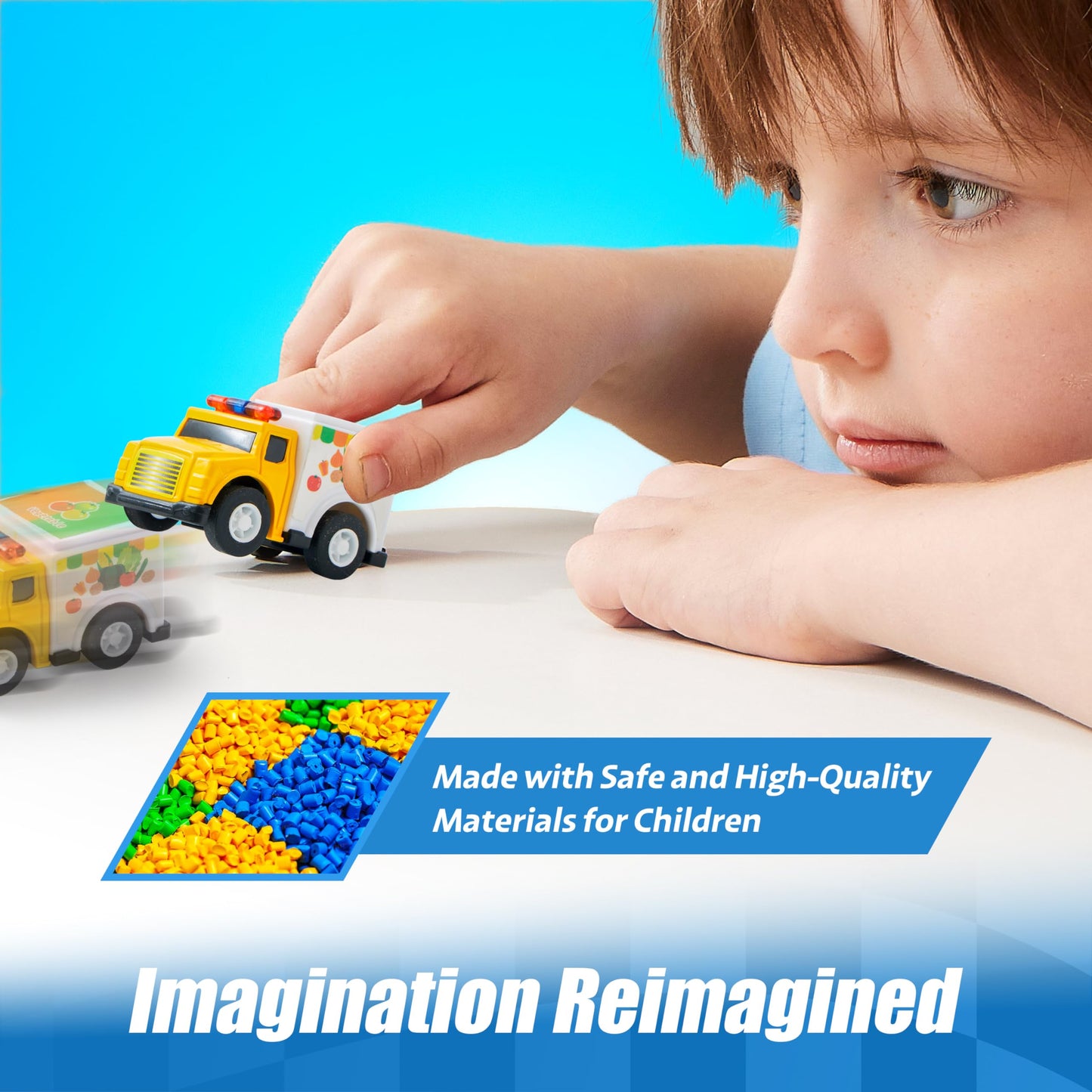 JOYIN 18-Pc Pull Back Cars & Trucks Toy Set – Friction Powered Vehicles for Toddlers Boys & Girls, Educational Play, Stocking Stuffers & Classroom Gifts