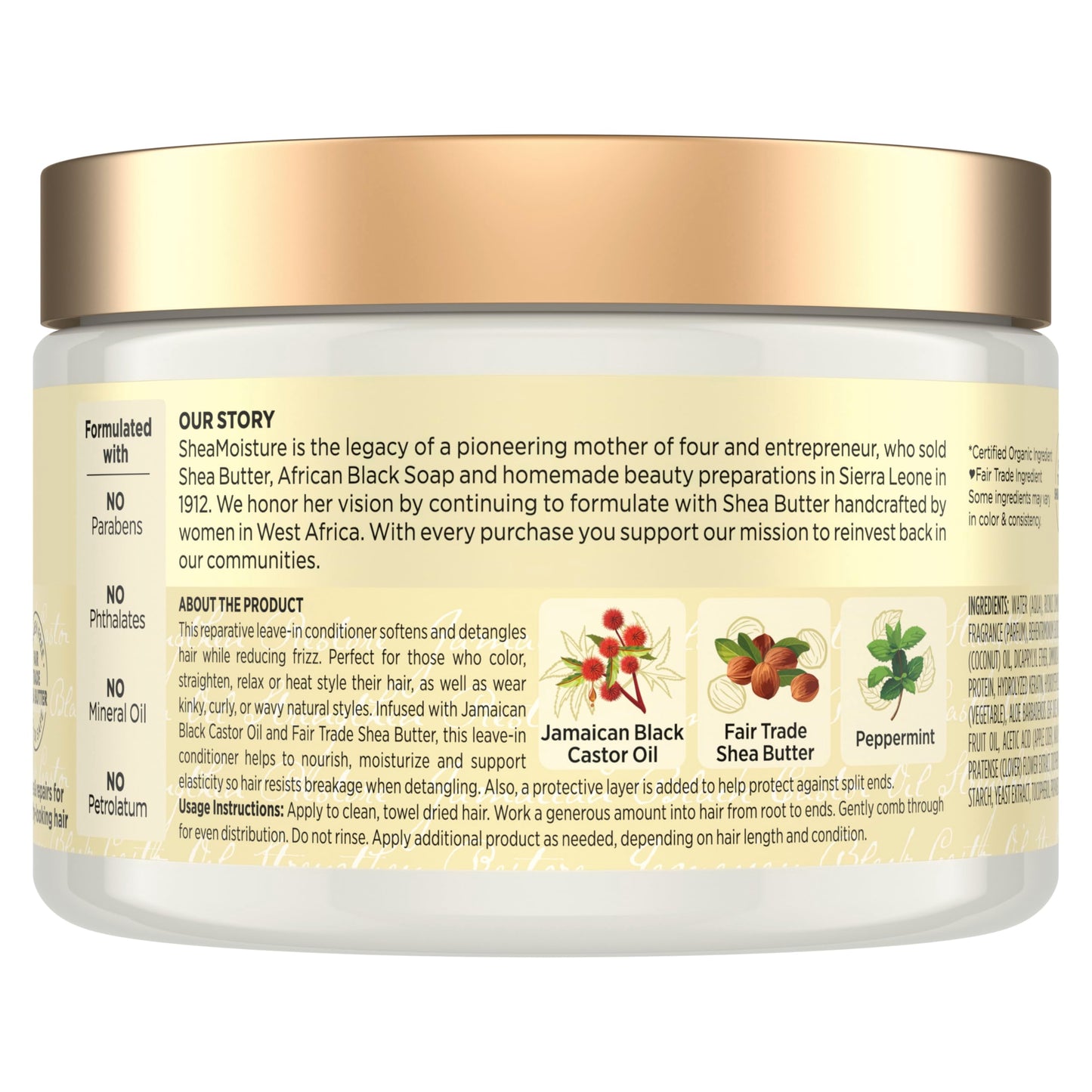 SheaMoisture Jamaican Black Castor Oil Strengthen & Restore Leave-In Conditioner, 11.5 Ounce