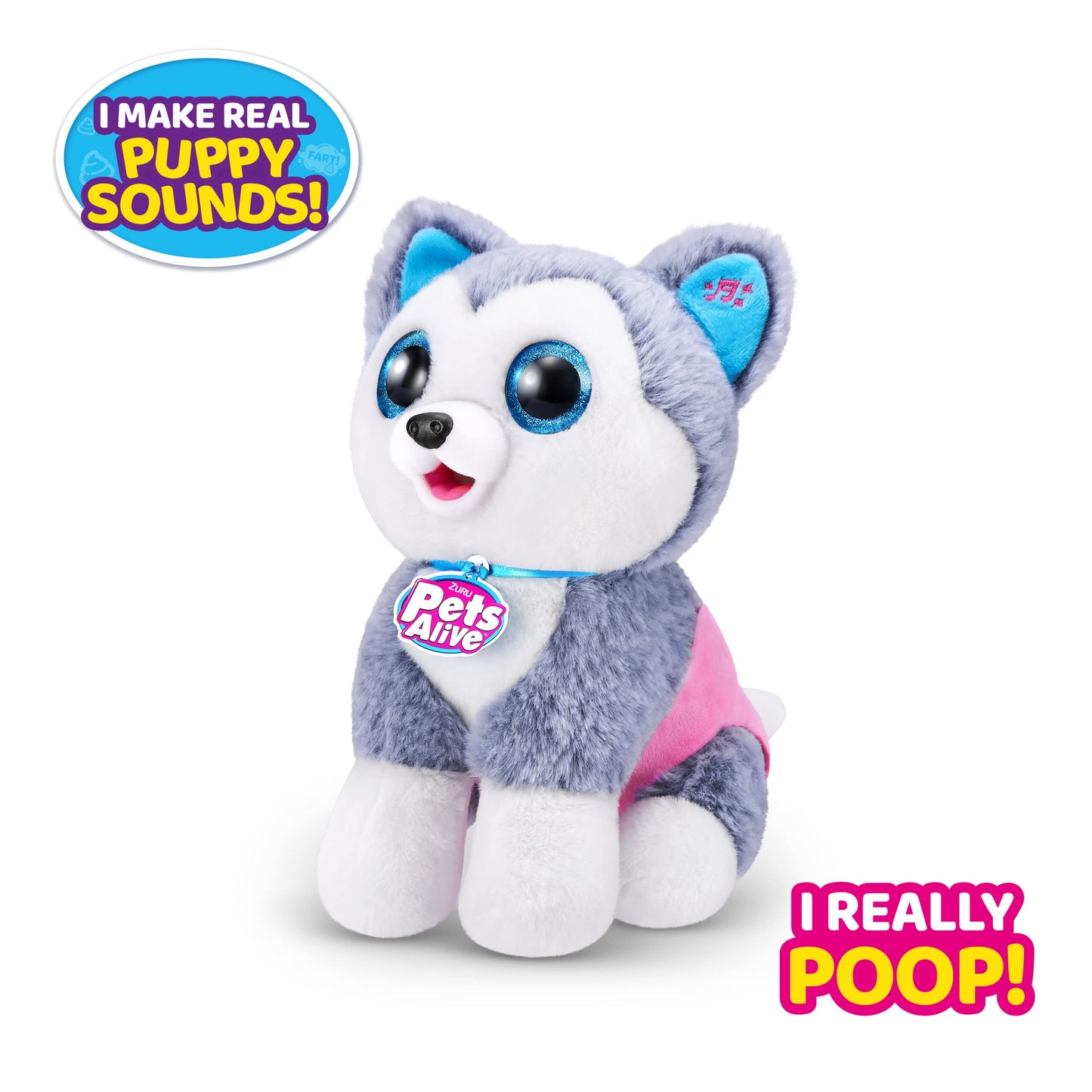 Pets Alive Pooping Puppies Husky by ZURU – Ultra Soft Interactive Plush Puppy Toy for Kids, Fun Surprise Electronic Pet