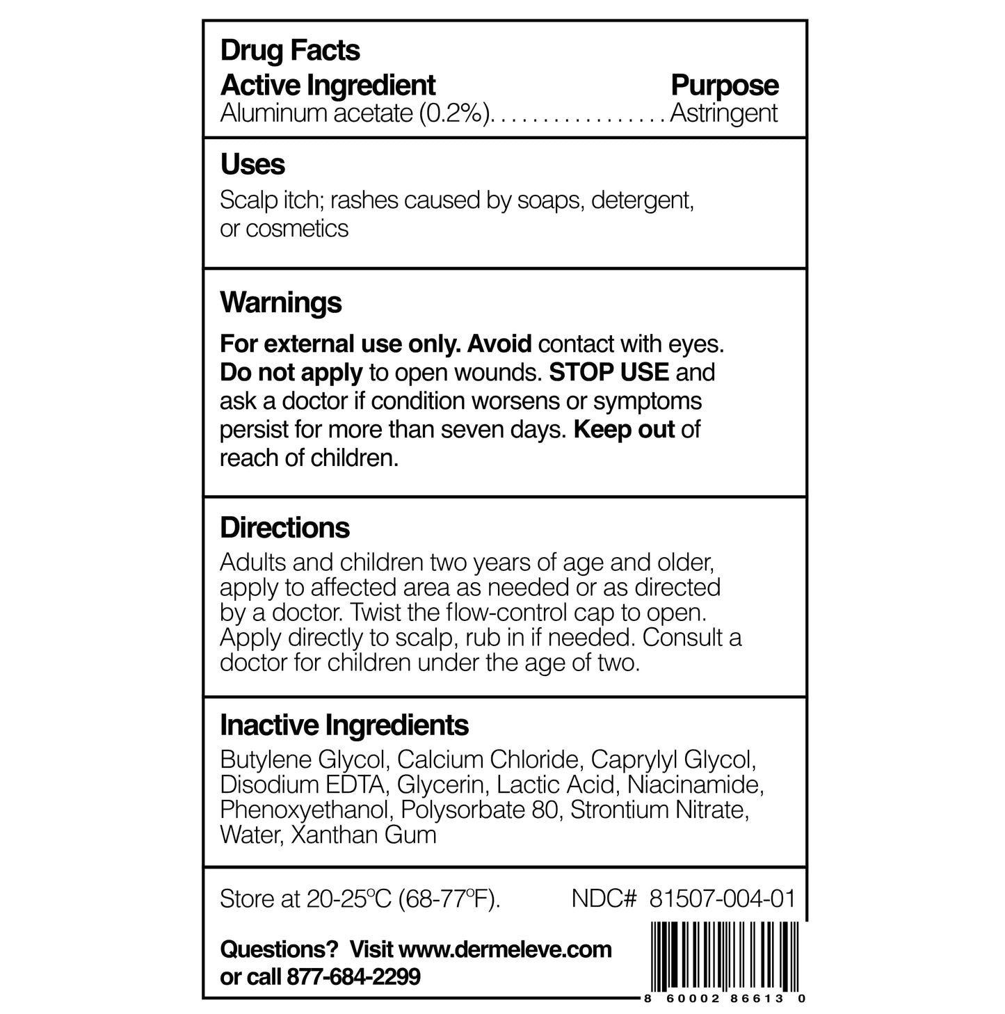 Dermeleve Scalp Serum for Neuropathic Itch, Seborrheic Dermatitis & Psoriasis | Leave-In Itchy Scalp Treatment | Fast-Absorbing, Moisturizing, Non-Greasy (1 Pack)