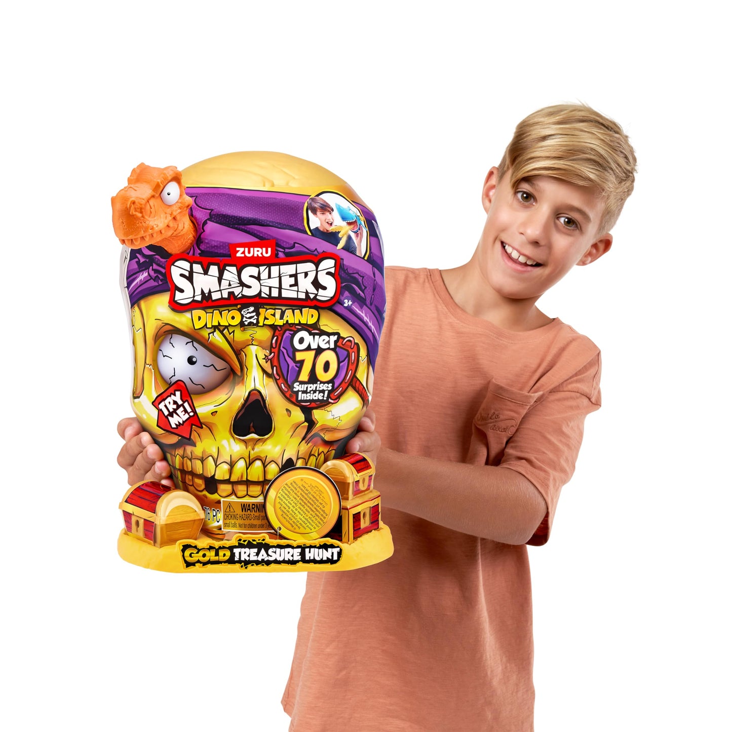 Smashers Dino Island Gold Treasure Hunt (Orange) by ZURU - Interactive Collectable Treasure Hunt Themed Toy