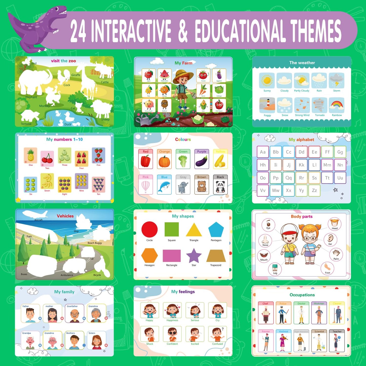 NASHRIO Montessori Busy Book for Toddlers 3-5 - 24 Themes Educational Learning Toy for Kids 3-6, Preschool Activities for Home, School & Travel