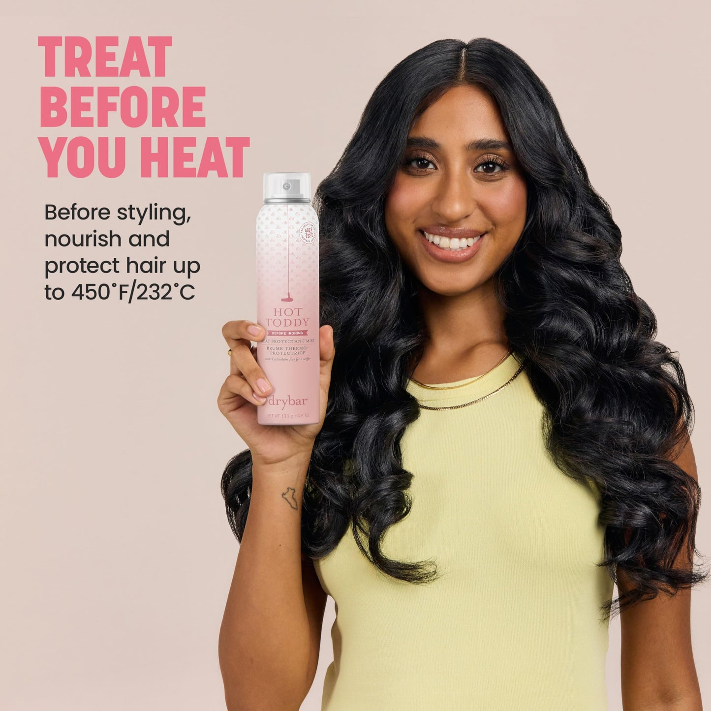 Drybar Hot Toddy Heat Protectant Mist Blanc Scent – Lightweight Hair Spray Shields from Heat, Styling & Straightening Tools – Full Size