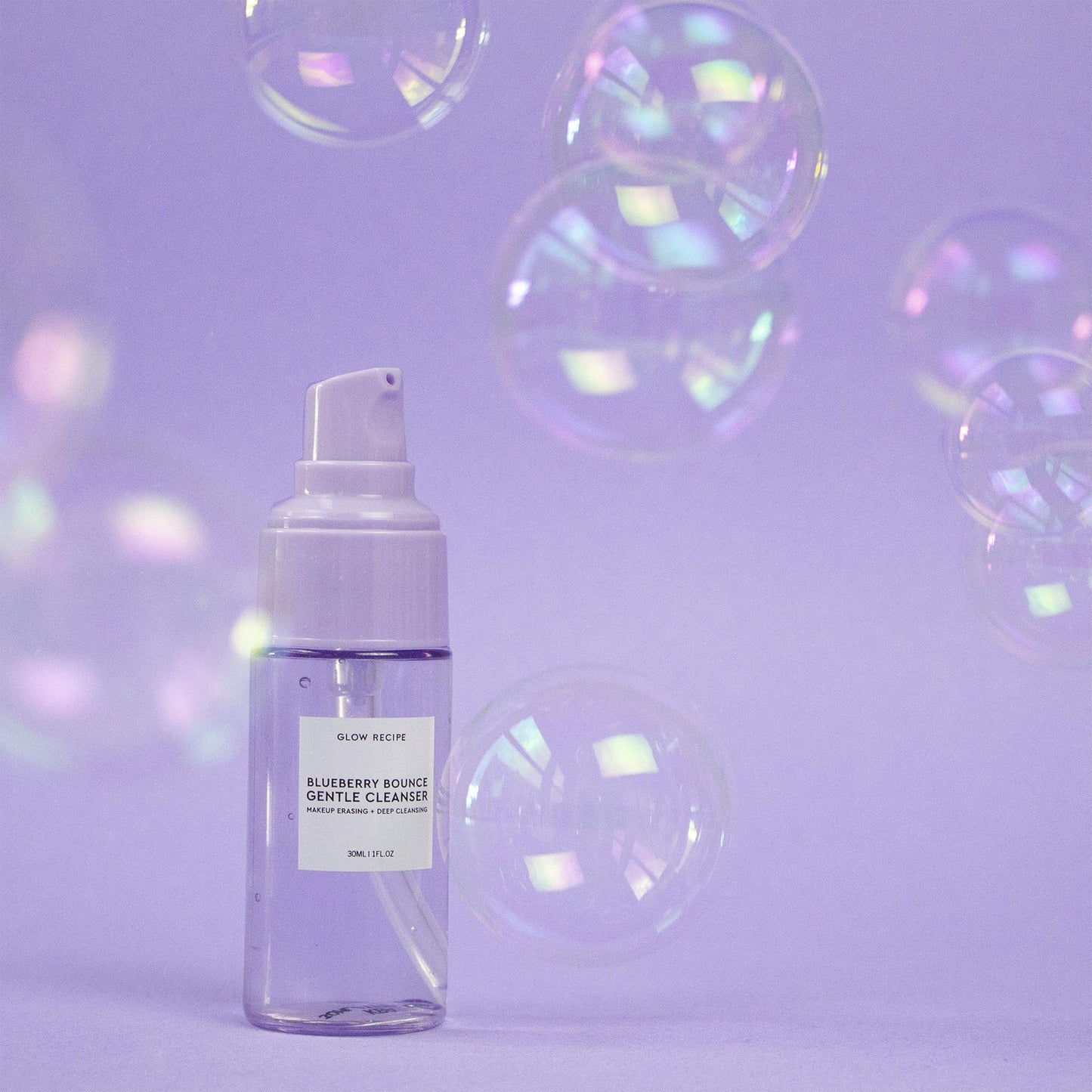 Glow Recipe Blueberry Bounce Travel Face Wash - Foaming Cleanser, Makeup Remover & Mask with Hyaluronic Acid & Gentle AHA, 30ml