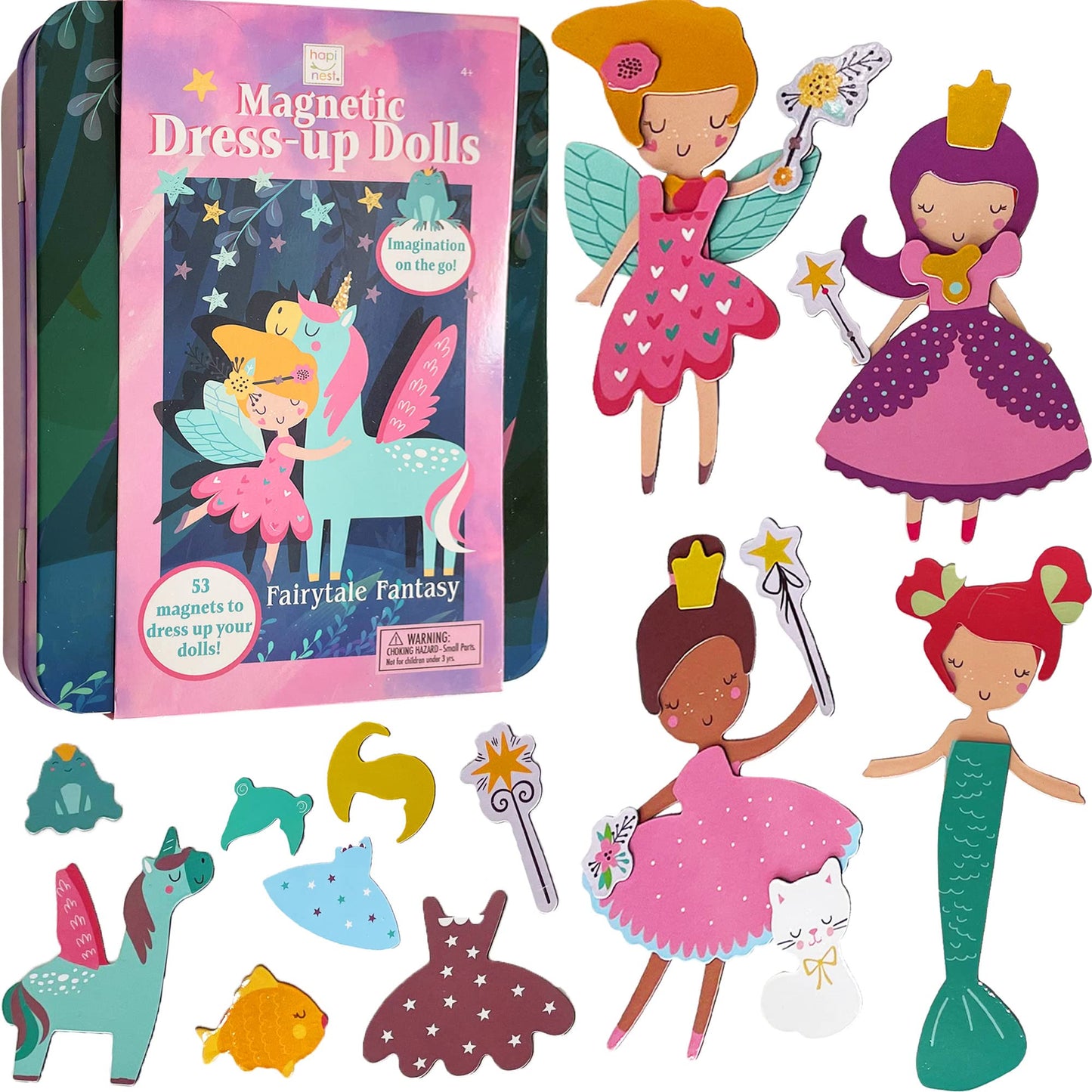 Hapinest Magnetic Dress-Up Dolls for Girls Pretend Play Set, A Fairytale Fantasy Dress Up Toy and Game for Ages 4, 5, 6, and 7 Years Old