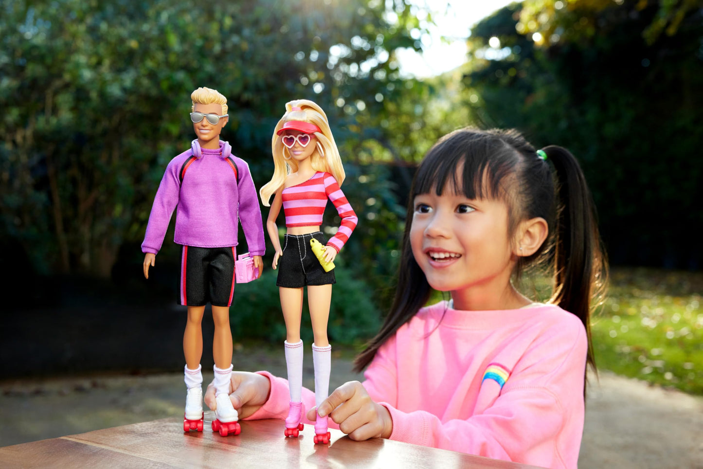 Barbie Fashionistas Set with 2 Fashion Dolls & 6 Accessories, Ken Roller-Skating Fashion Dolls, 65th Anniversary Collectible (Amazon Exclusive)