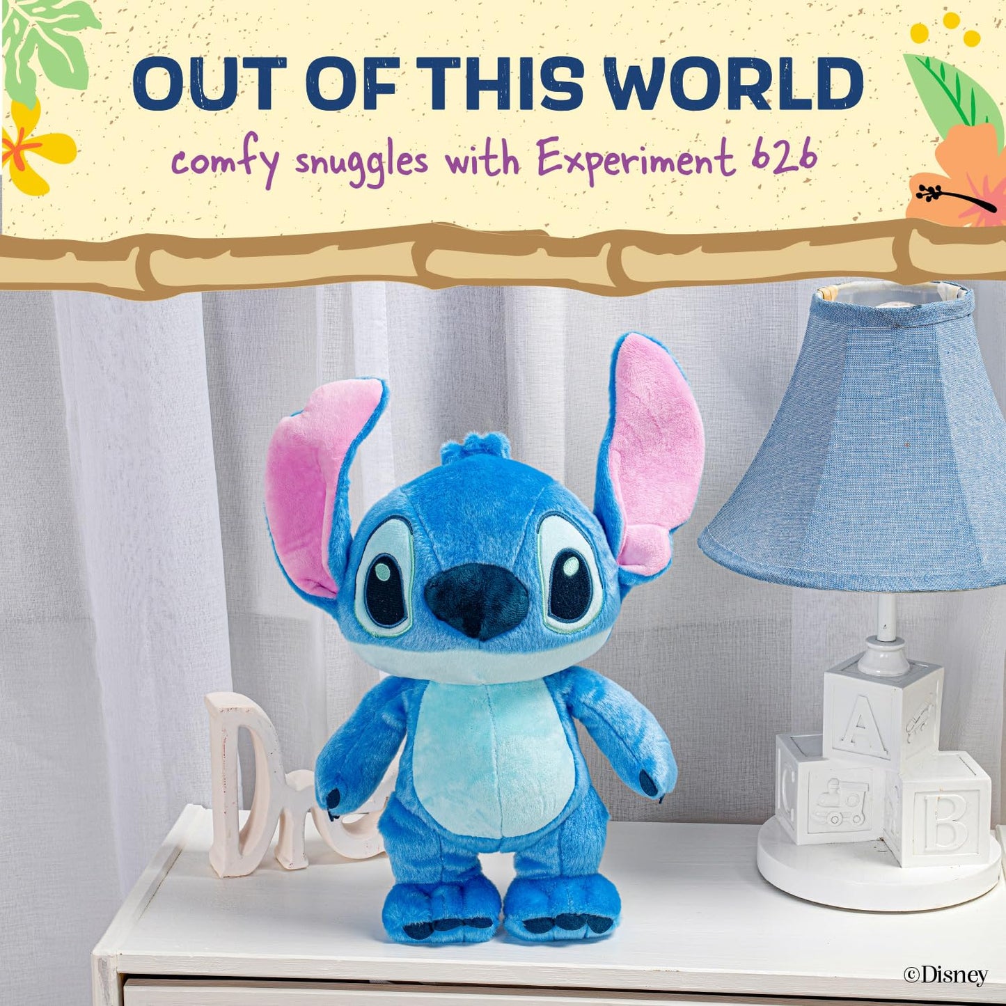Disney Baby Lilo & Stitch Soft Huggable Stuffed Animal Cute Plush Toy for Toddler Boys and Girls, Gift for Kids, Blue Stitch 15 Inches