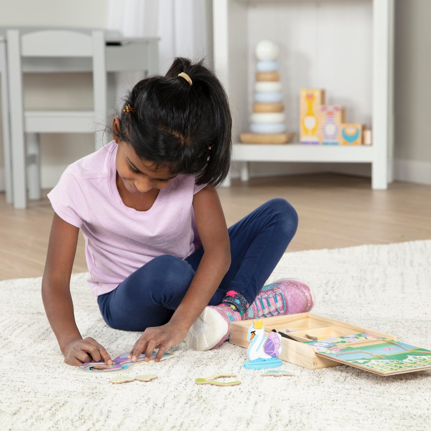 Melissa & Doug Ballerina And Fairy Magnetic Dress-Up Double-Sided Wooden Doll And Swan Pretend Play Set (52 pcs)