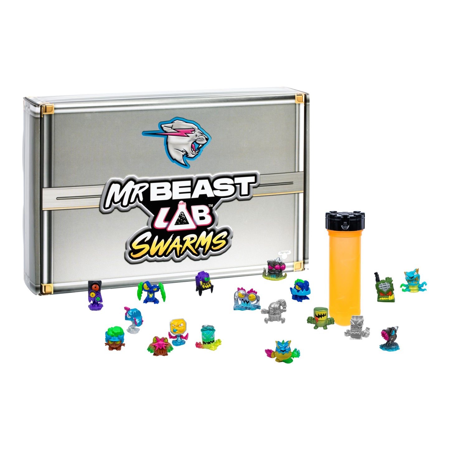 MrBeast Lab Swarms Series 2 Atomic Cash Case – 18 Collectible Micro Beasts with Ultra Rare & Special Edition Figures, 1" for Kids 5+