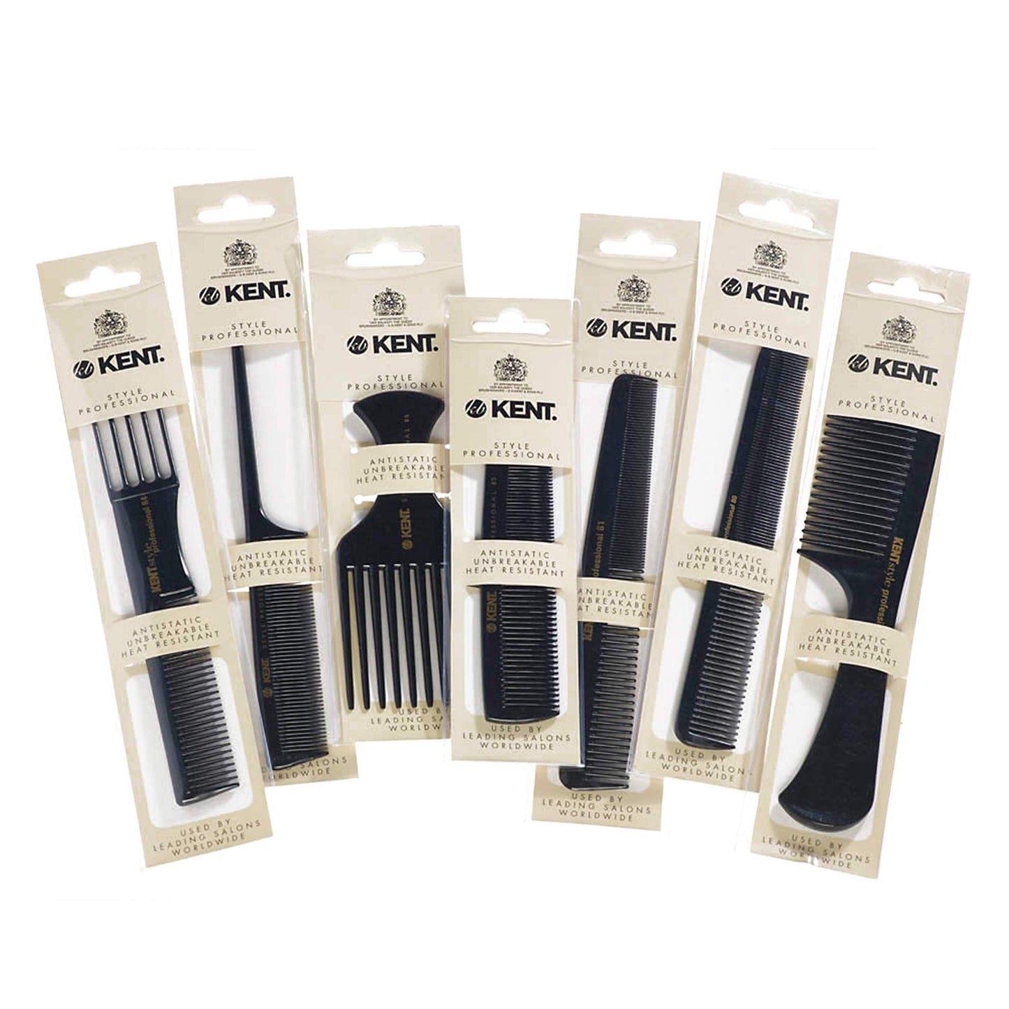 Kent SPC83 Black Salon-Style Barber Comb and Dressing Cutting Detangler with Wide Teeth - Professional Barber Wide Tooth Comb for Styling for Medium and Thick. Ergonomic Grip for Daily Use.