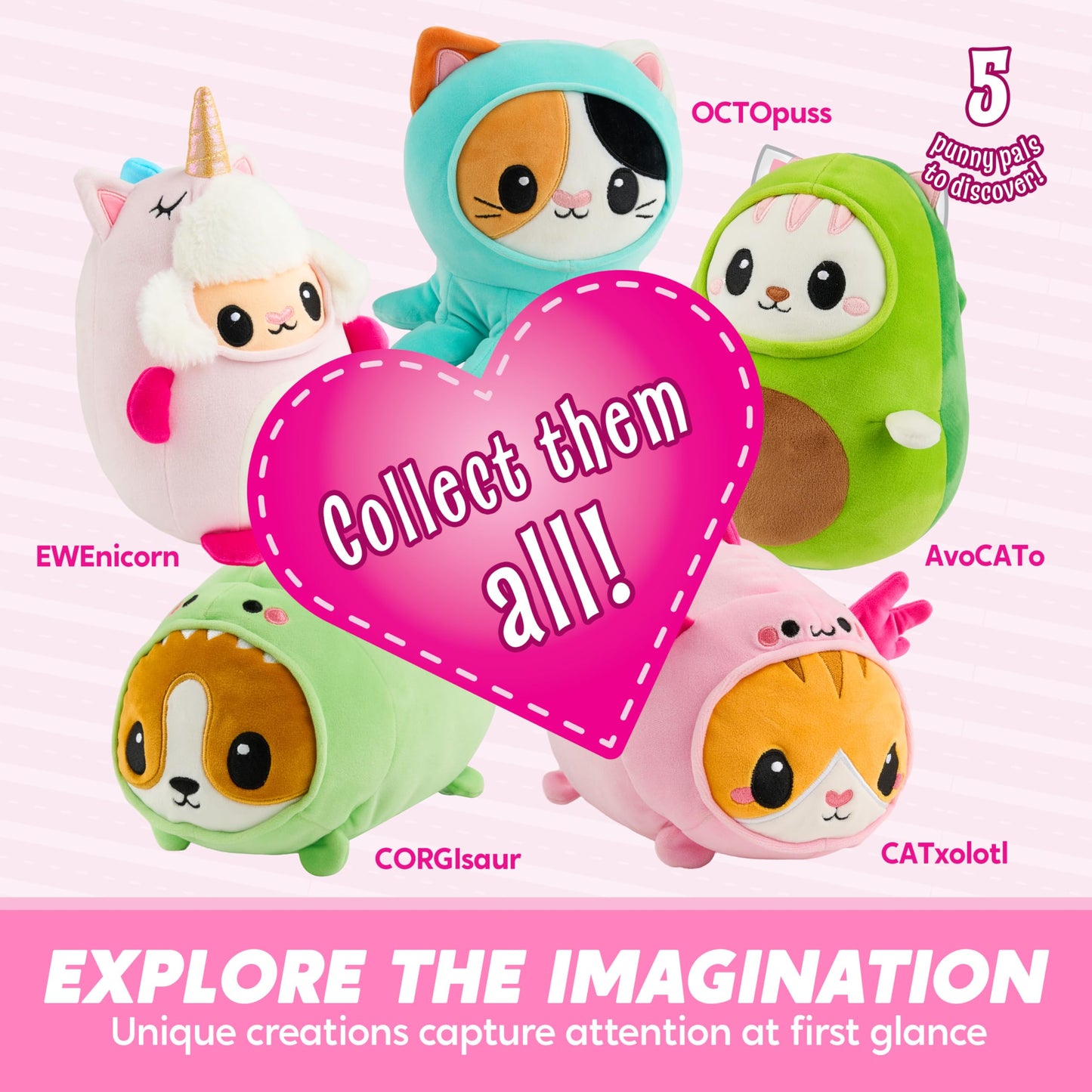 JOYIN 11" Axolotl Plush Toy – Cute Kawaii Cat Plushie, Soft Stuffed Animal Pillow for Kids & Adults, Birthday & Christmas Gift