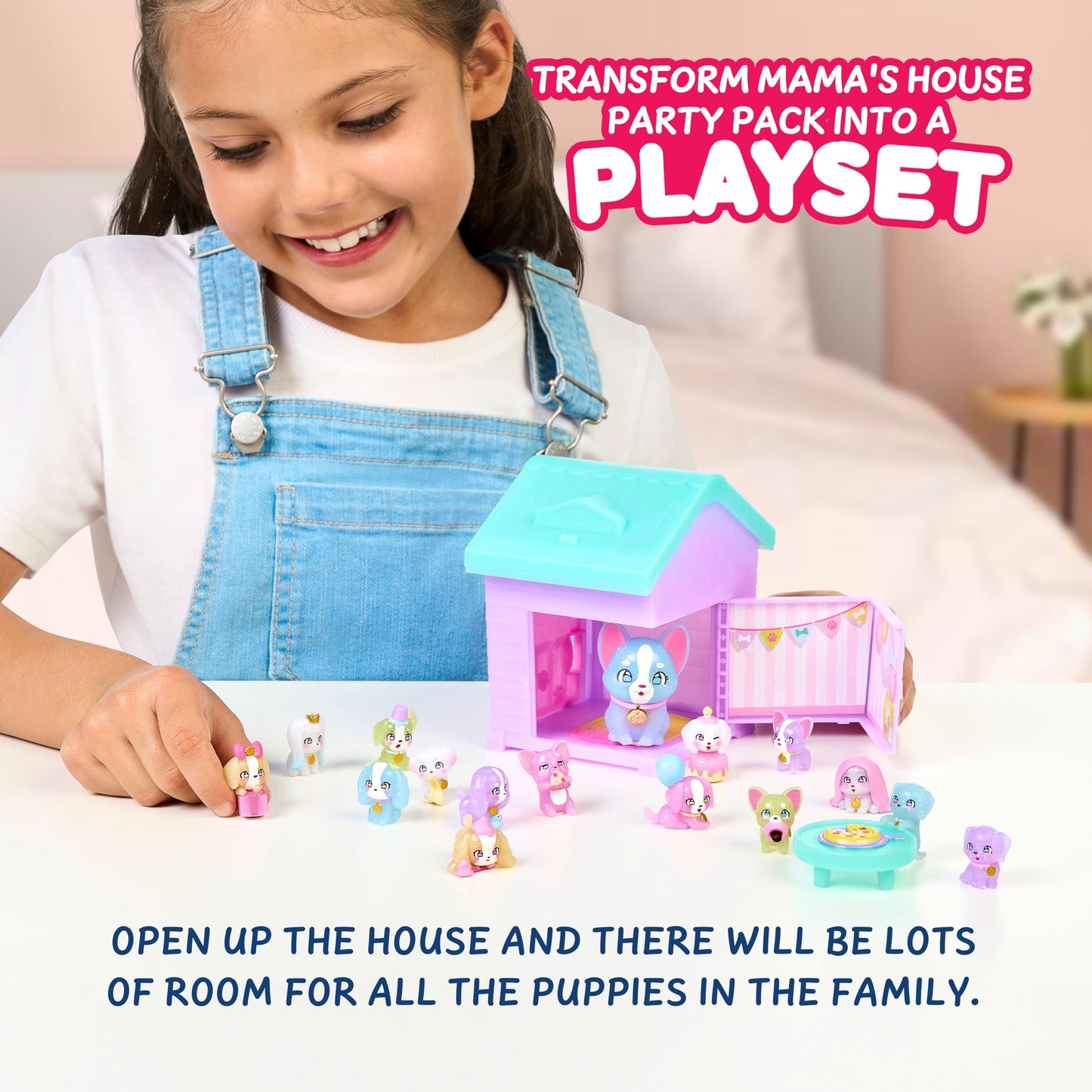 Little Live Pets Dog House Playset, Mama Surprise Families Puppy Party Pack, 15 Mini Collectible Puppies, Fold-Out Dog Playset Toy Gift for Kids 5+