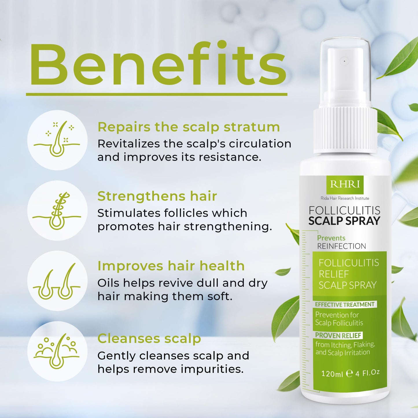 Folliculitis Scalp Spray β Antifungal, Anti-Dandruff & Anti-Itch Treatment for Dry, Irritated Scalp | Helps Soothe Psoriasis & Dandruff Flakes