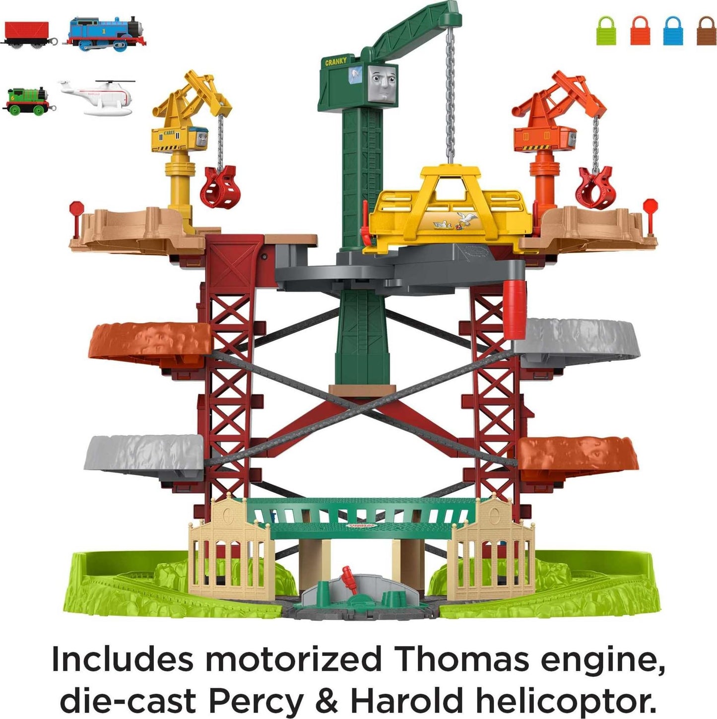Thomas & Friends Super Tower Track Set – Multi-Level Train Playset with 3 Characters & Cranes, 2.5 Ft Tall, Preschool Toy Ages 3+ (Amazon Exclusive)