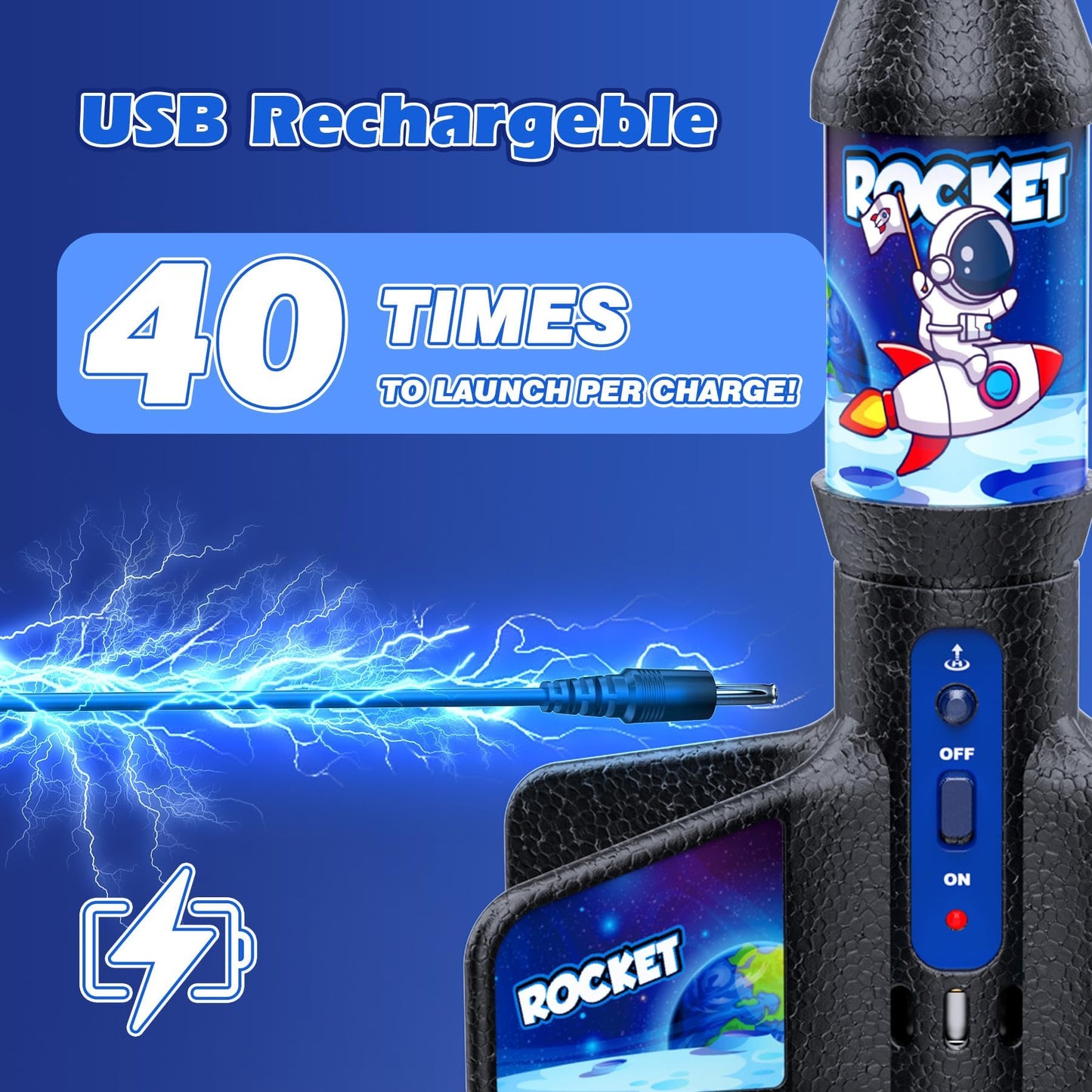 Demolike Rocket Launcher Toy,Self Launching Motorized Air Rocket with Parachute Launch Up to 200 Ft Model Rockets Outdoor Toys Gifts.