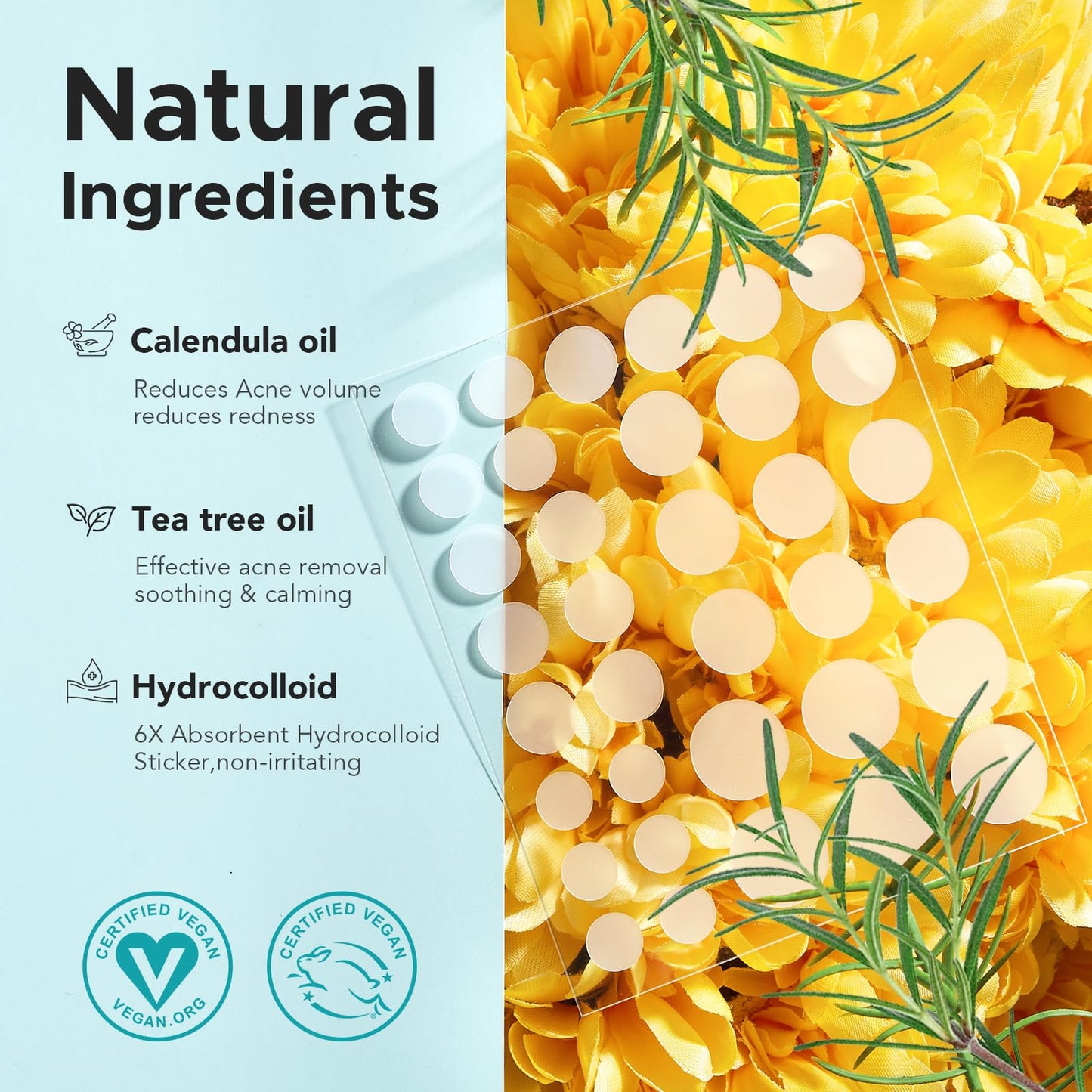 Pimple Patch Acne Cover, 4 Sizes 140 Hydrocolloid Invisible Patches with Tea Tree & Calendula Oil for Face Zits & Acne Spots