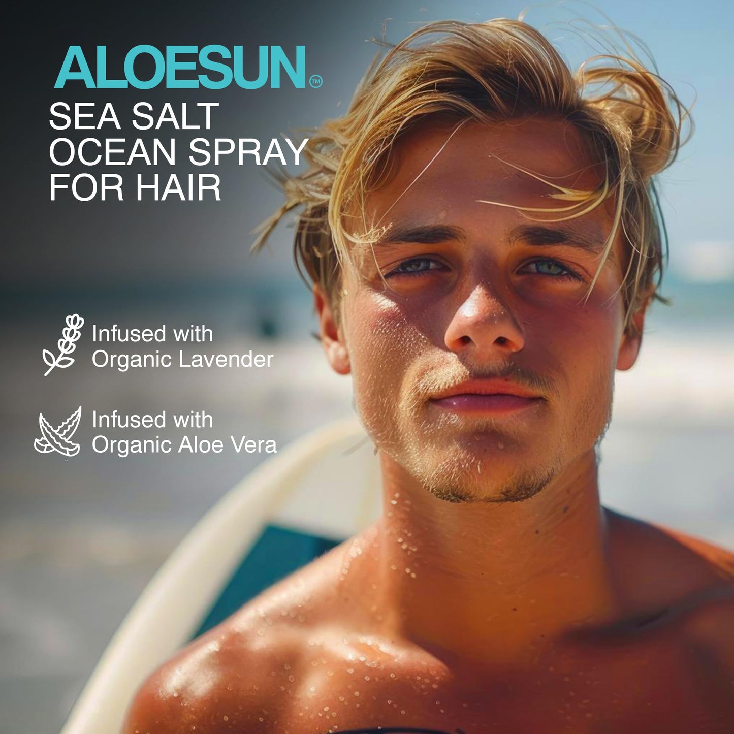 ALOESUN Organic Sea Salt Hair Spray | Texturizing & Volumizing Spray with Aloe Vera & Lavender | For Wavy, Curly & Fine Hair | Travel Size