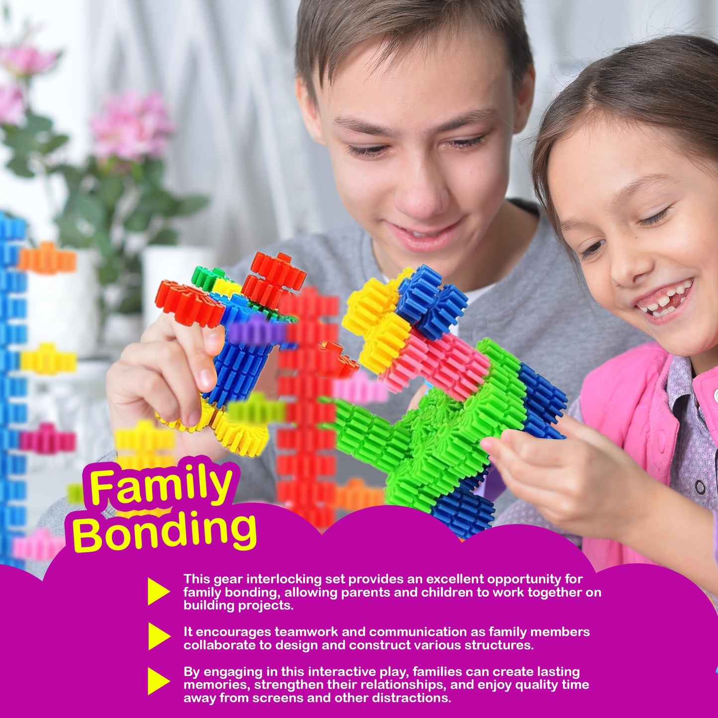 KAKATIMES STEM Building Blocks for Kids – Safe Educational Gear Interlocking Construction Set to Boost Creativity & Problem-Solving
