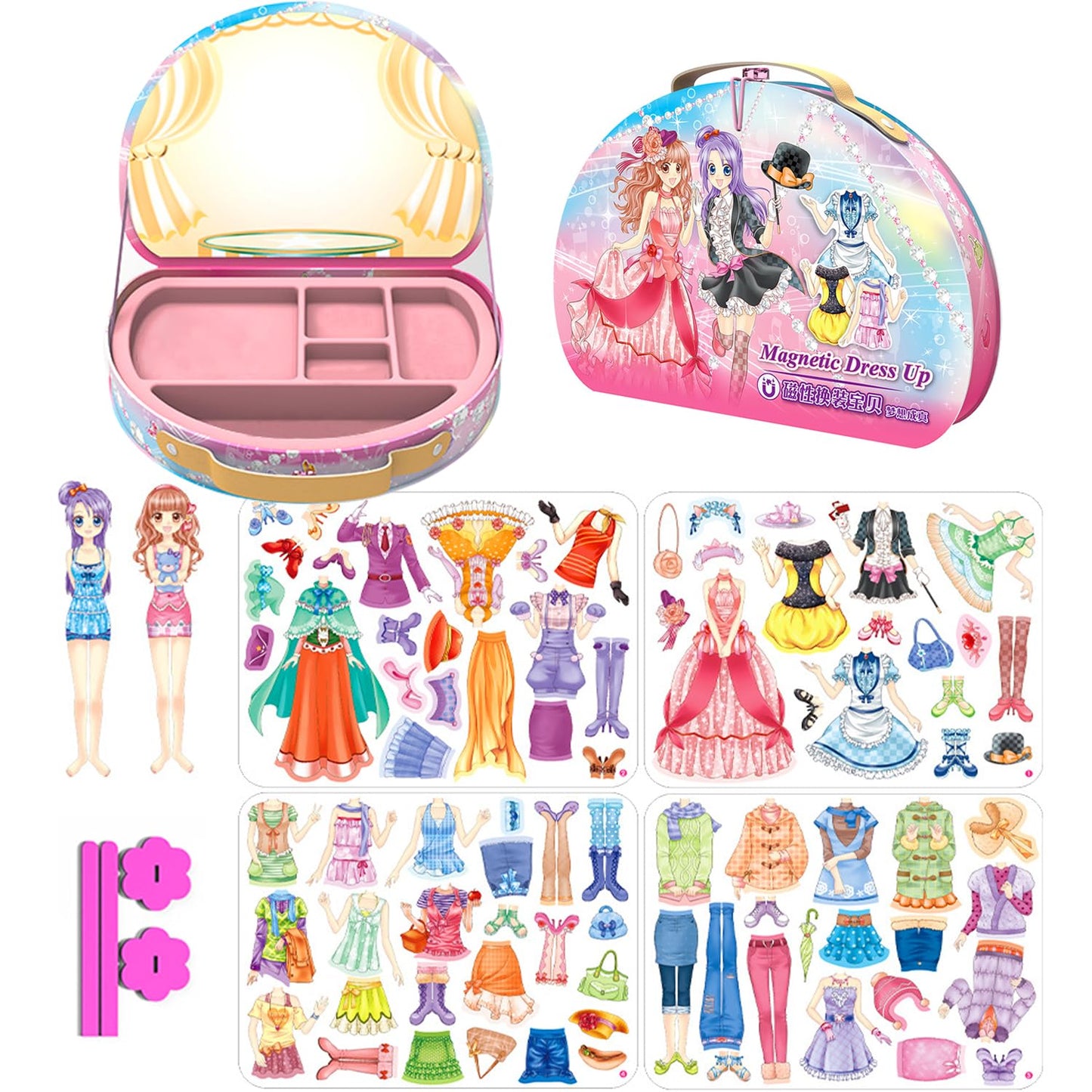 Magnetic Dress-Up Paper Doll Toys for Girls 3+, Dollhouse Magnet Clothes & Puzzles, Pretend Play, Learning & Birthday Gift Set
