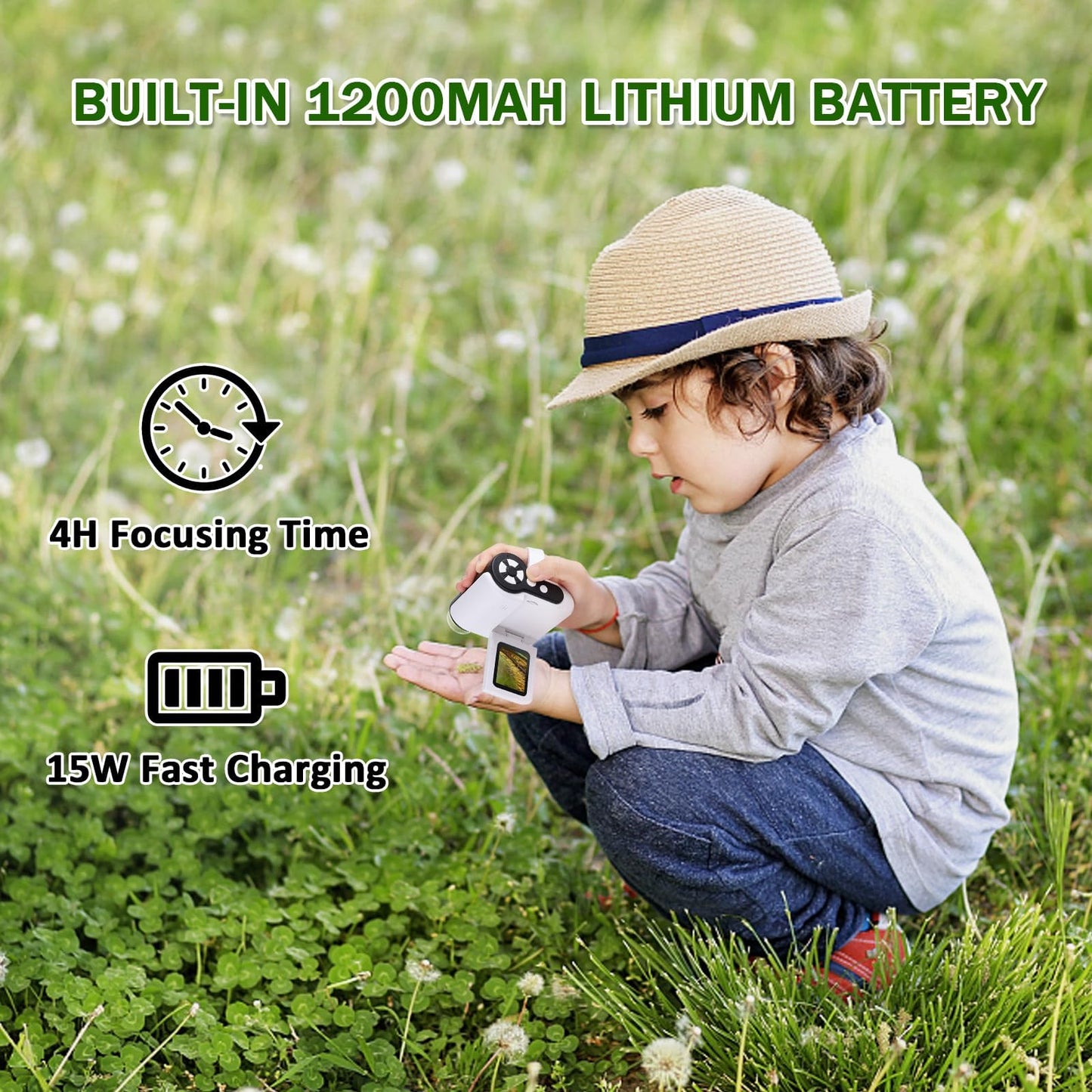 Barchrons 1000X Handheld Microscope for Kids โ 4K Mini Pocket Microscope with 2" Screen, 6 LED Lights, STEM Science Gift for Ages 8-12