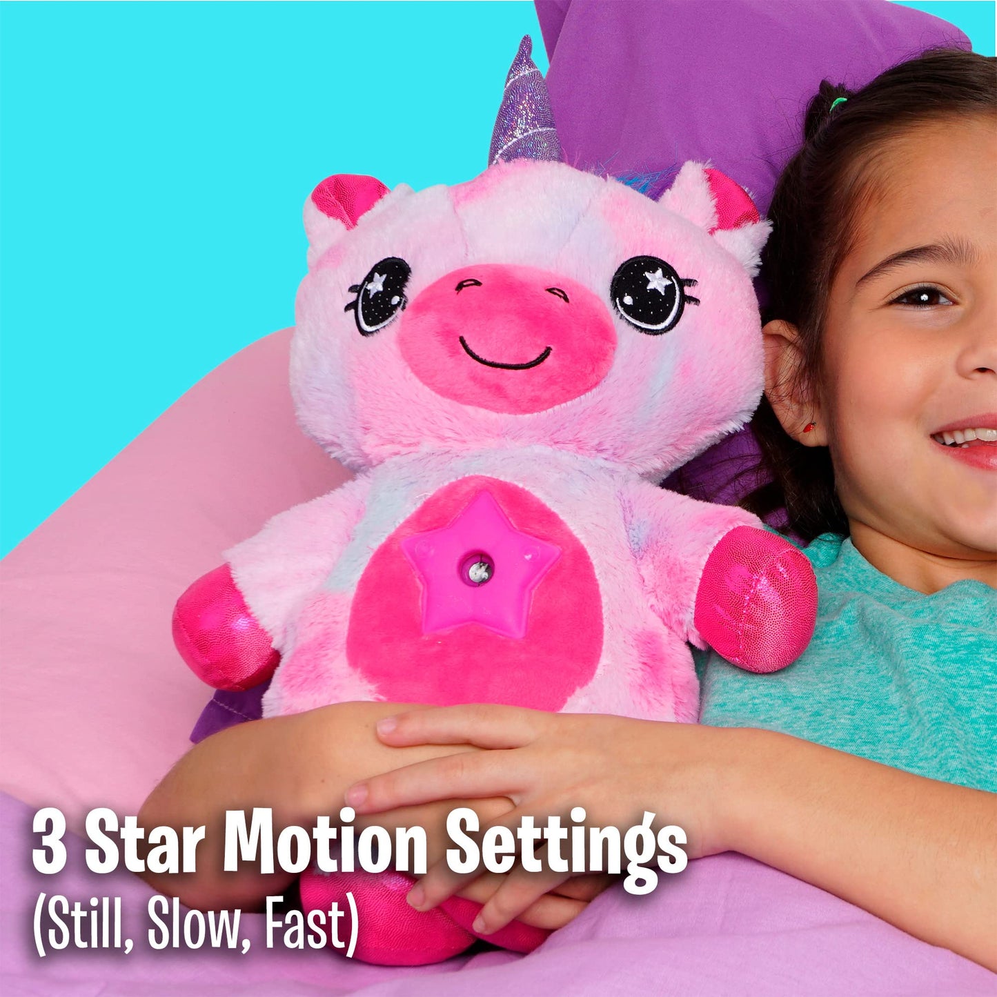 Ontel Star Belly Dream Lites Unicorn – Plush Night Light, Glowing Stars & Shapes in 6 Colors, Pink & Purple Stuffed Animal