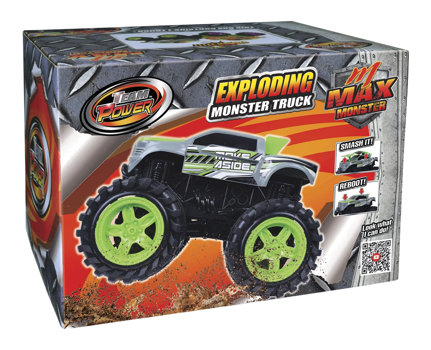 Exploding Monster Truck Toy with Crash Sounds & Lights, 8.7” Smash & Go Truck for Boys Kids 3-7+ | Toddler Gift for 3 Year Olds