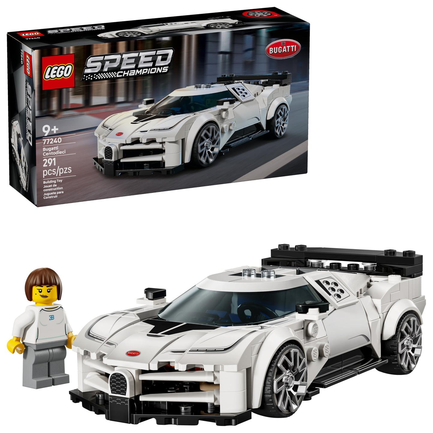 LEGO Speed Champions Bugatti Centodieci Toy Car Kit for Kids 9+ – Buildable Italian Hypercar for Racing Fans, Birthday Gift, 77240