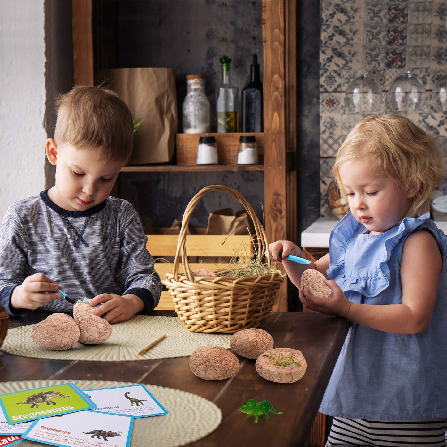 Dig Up Dinosaur Fossil Eggs Toy – Break 12 Unique Eggs to Discover Cute Dinosaurs, STEM Archaeology Science Gift for Kids Ages 3-12