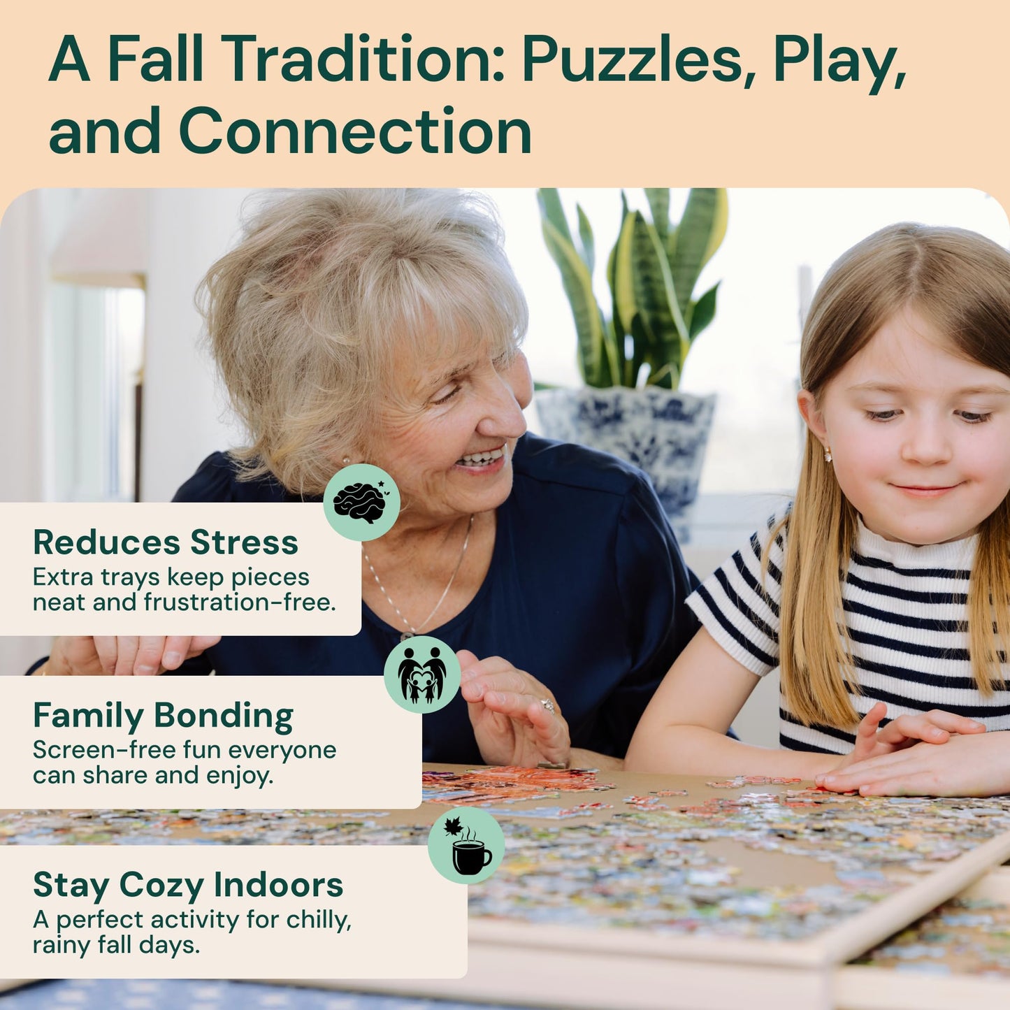 PLAYVIBE Rotating Puzzle Board – 1500 Piece Table with 6 Storage Drawers, 27x35in, 360° Lazy Susan Rotation for Jigsaw Puzzles