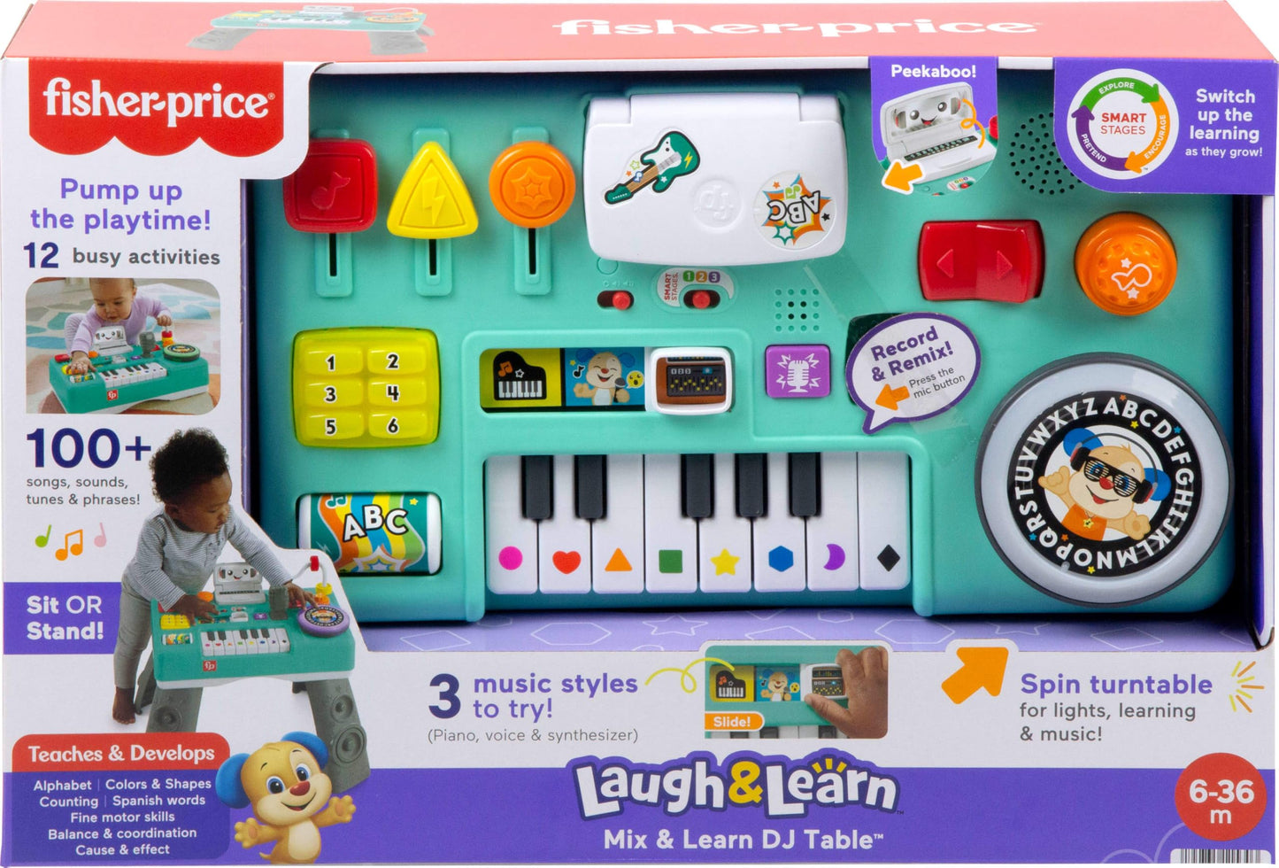 Fisher-Price Baby & Toddler Toy Laugh & Learn DJ Table with Educational Musical Activities for Developmental Play Infants Ages 6+ Months