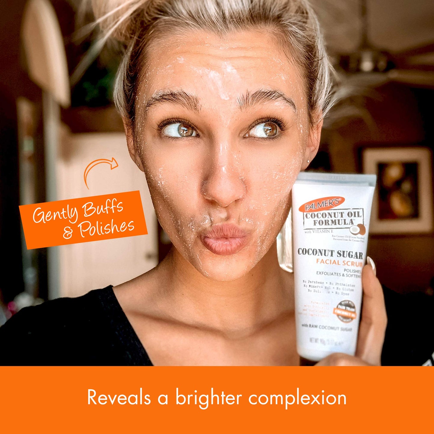 Palmer's Coconut Sugar Facial Scrub – Gently Exfoliates Dirt & Dead Skin, Soothes with Chamomile, 3.17 oz, Pack of 1